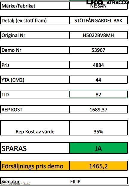 Nissan JUKE 14-19 Stötfångarbeklädnad Bak