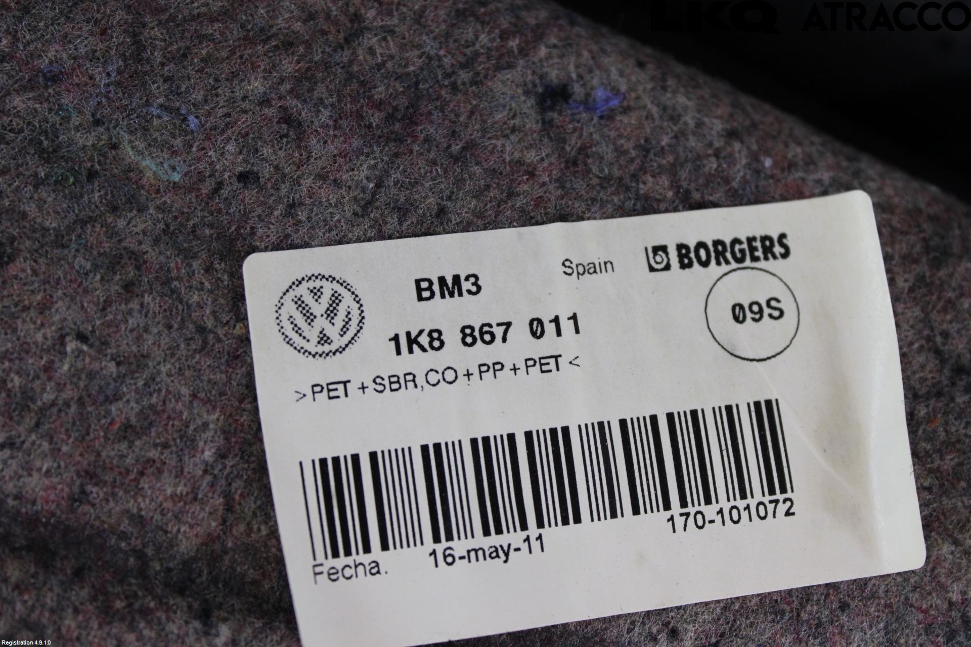 Volkswagen VW SCIROCCO 09-17 Dörrklädsel Vä