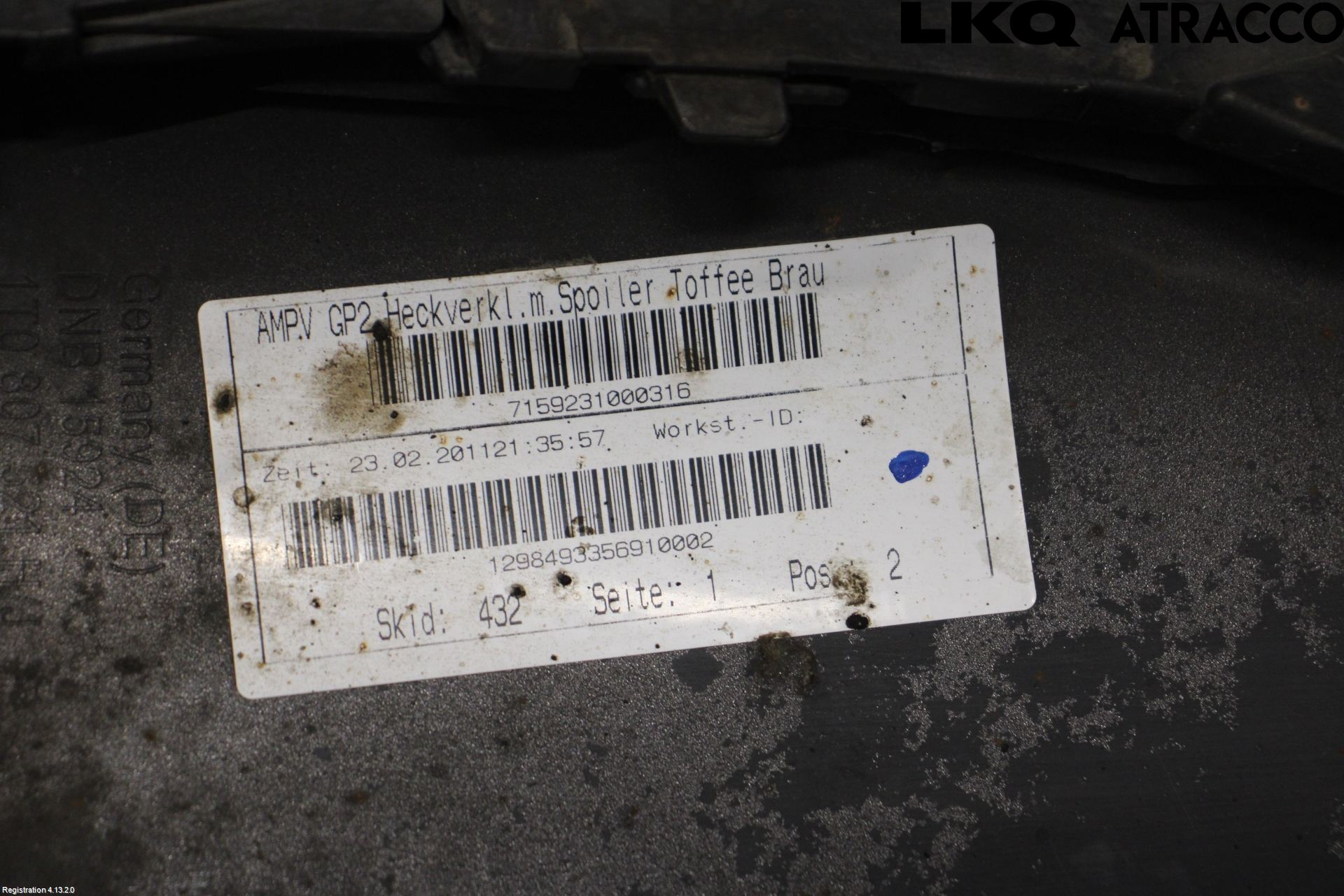 Volkswagen VW TOURAN 10-15 Stötfångarbeklädnad Bak