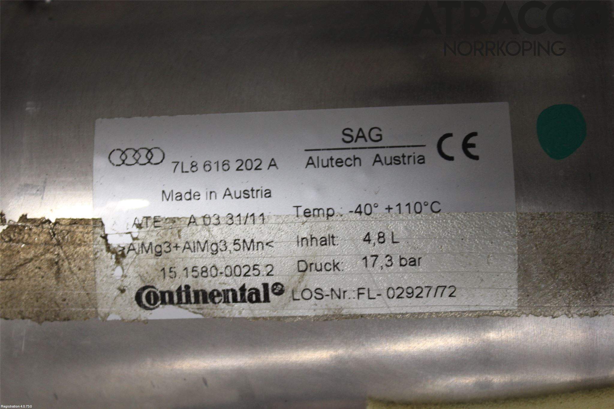 Audi Q7/SQ7 Nivå/Luftförändring Trycktank