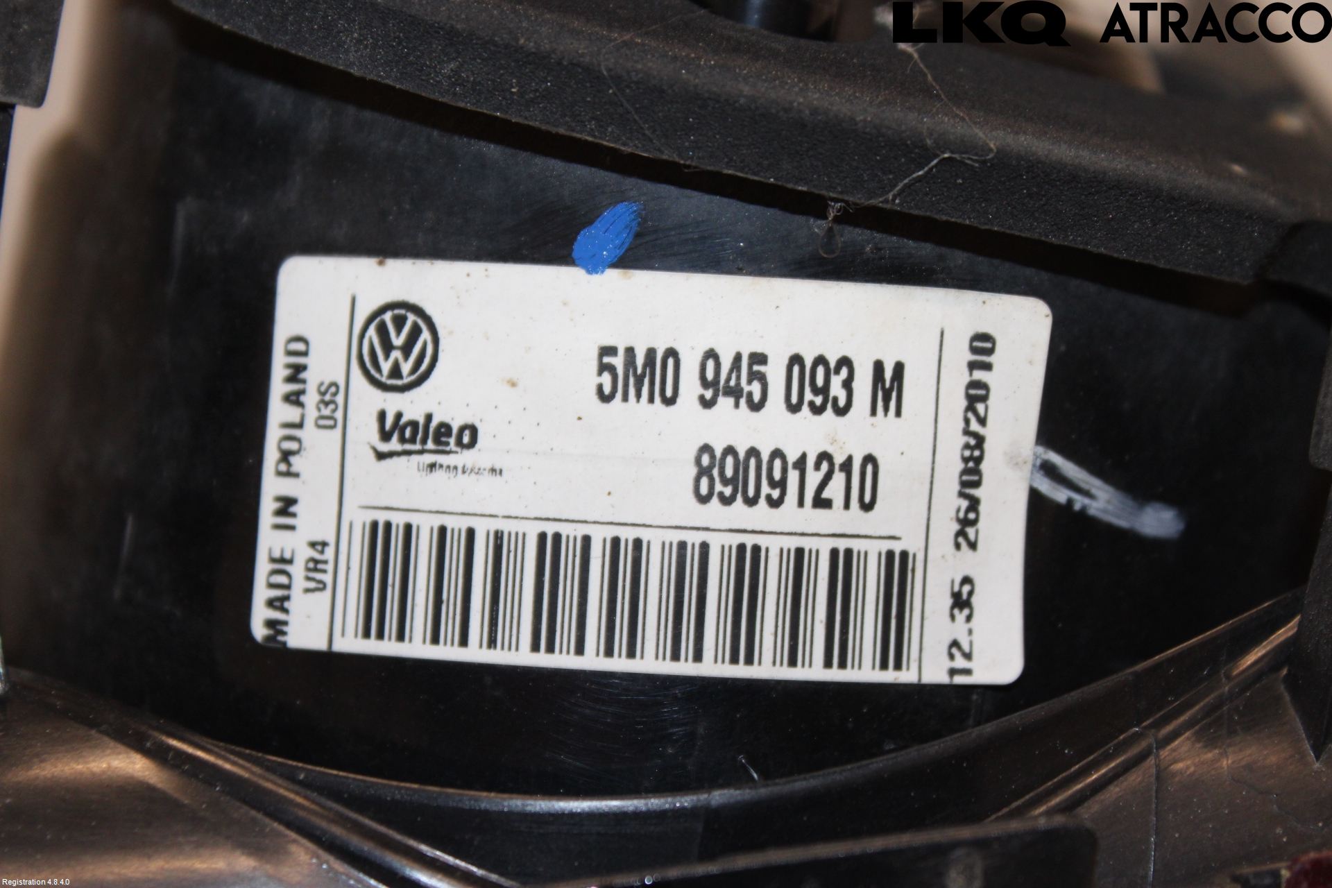 Volkswagen VW GOLF PLUS/CROSS GOLF 04-14 Bakljus Lucka Vä