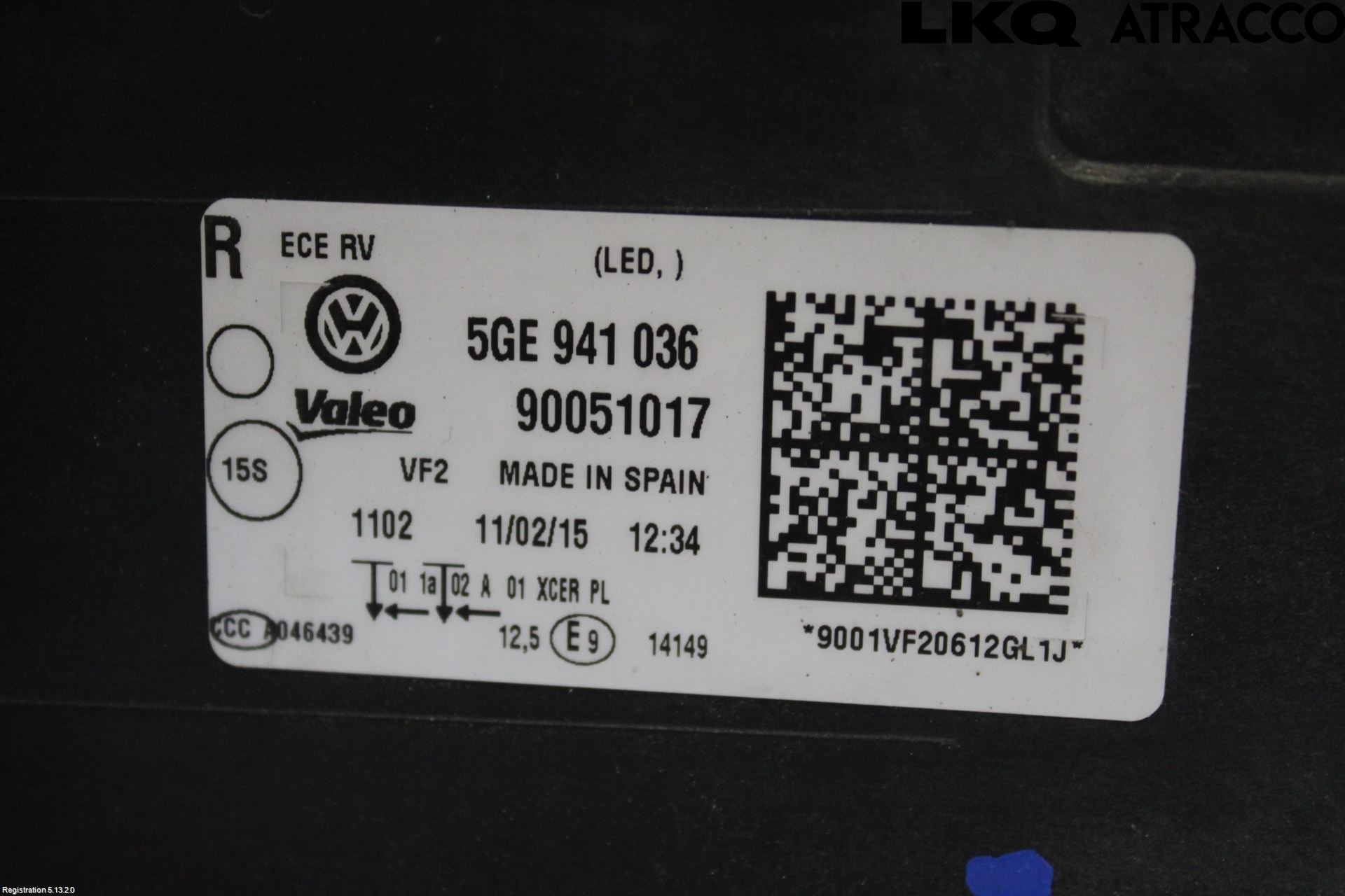 Volkswagen VW GOLF / E-GOLF VII 13-20 Strålkastare Höger