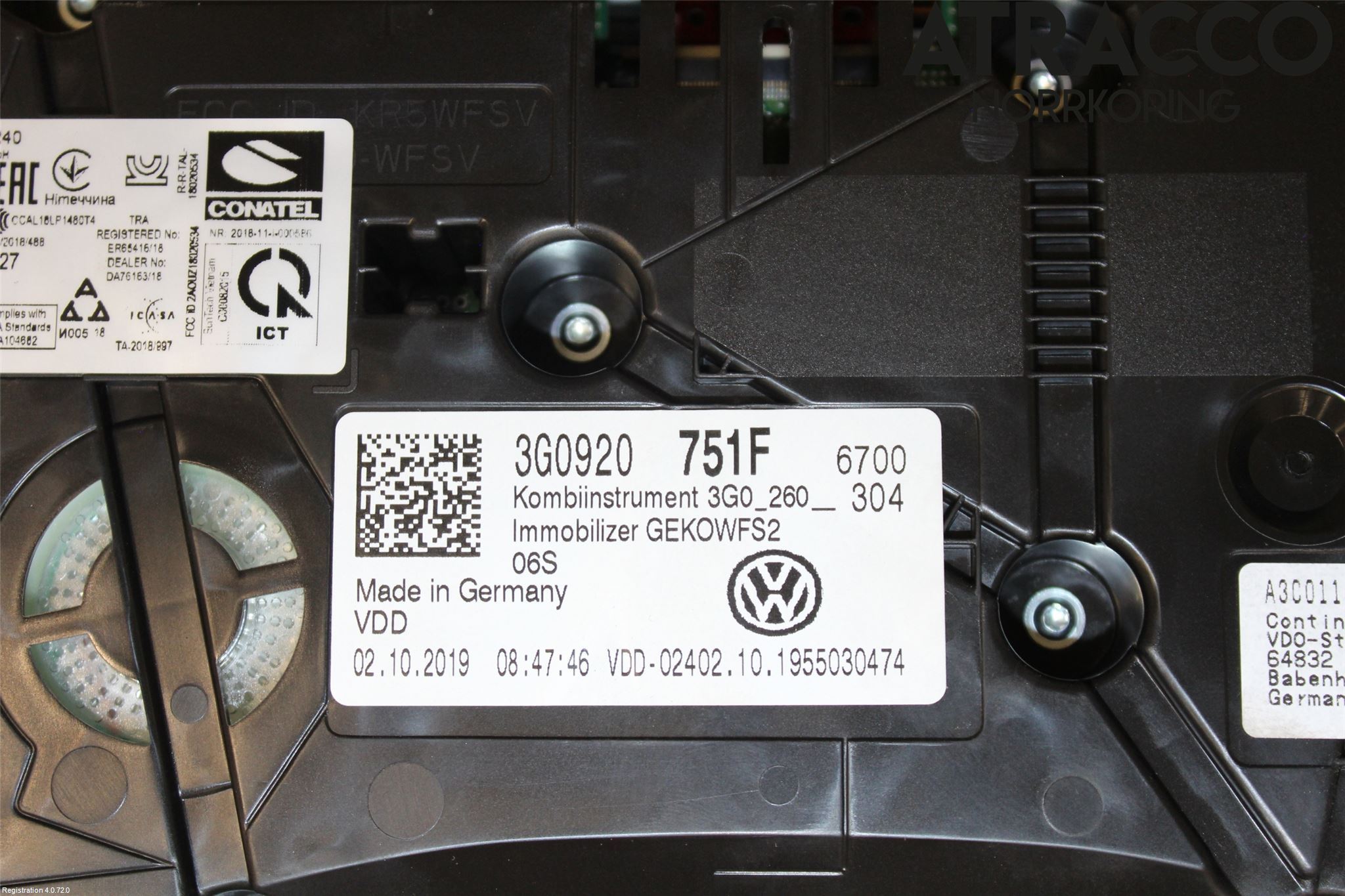 Volkswagen VW PASSAT 15-19 Instrument Komb