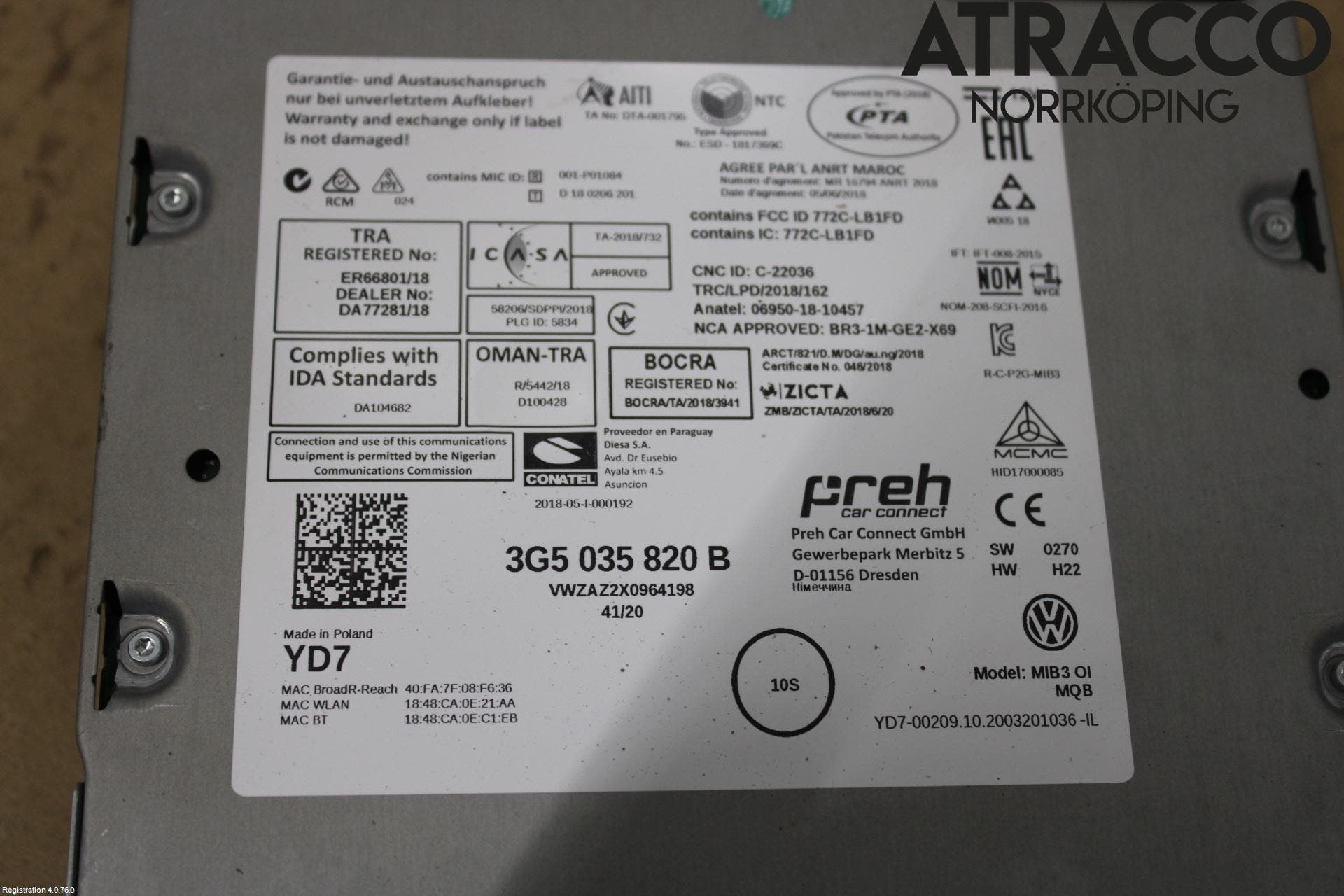 Volkswagen VW PASSAT 15-19 Cd Radio - Multimediapanel