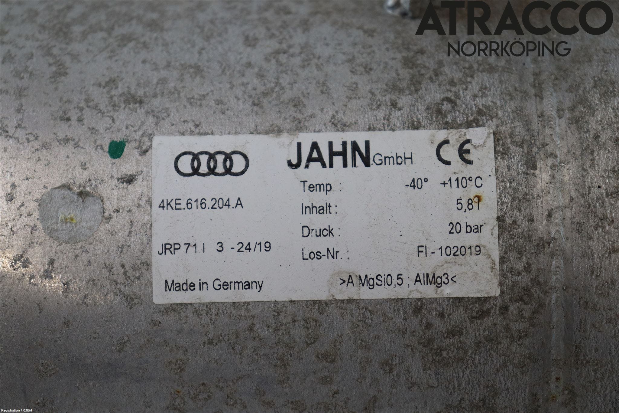 Audi E-TRON, S GE 19- Nivå/Luftförändring Trycktank