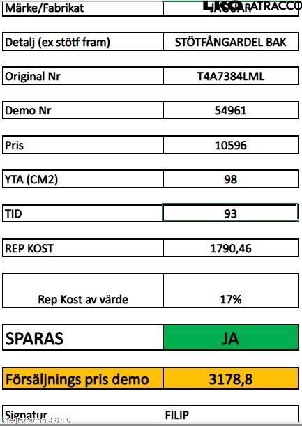 Jaguar F-PACE Stötfångarbeklädnad Bak