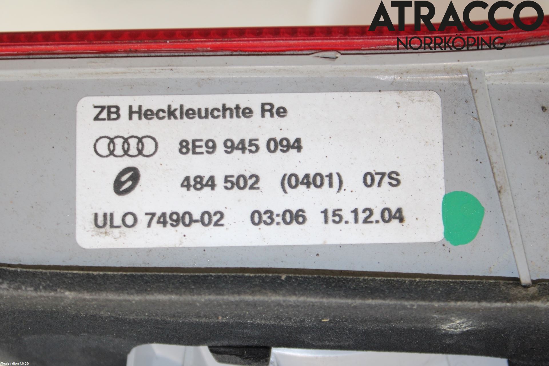 Audi A4/S4 05-07 Bakljus Lucka Hö