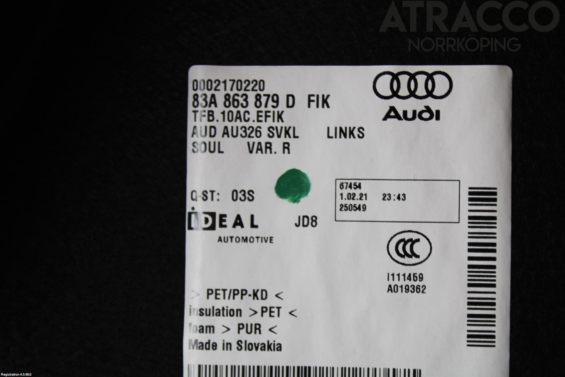 Audi Q3 F3 19- Inredning Sidoklädsel