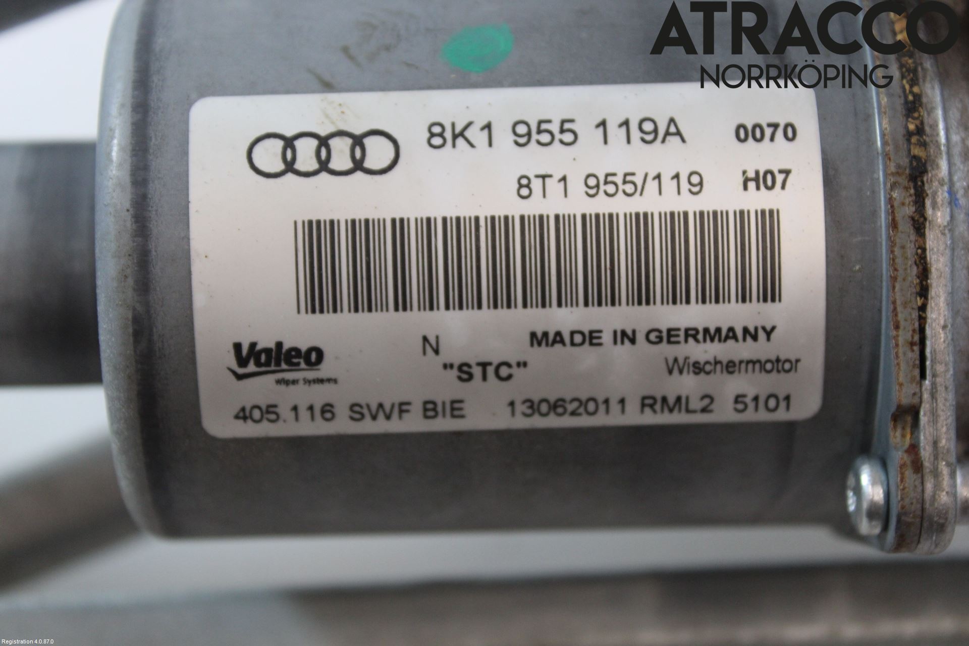 Audi A4/S4 08-11 Torkarmekanism Vindruta