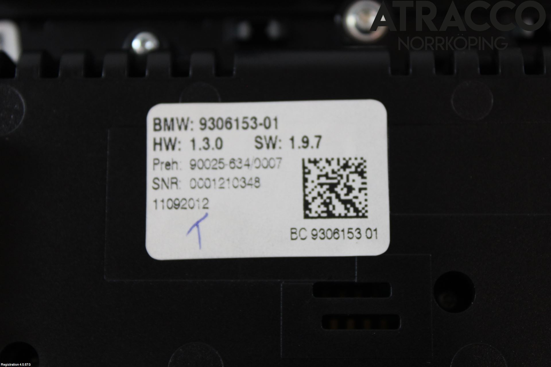 BMW 5 F10/F11/F18 09-17 Värmereglage