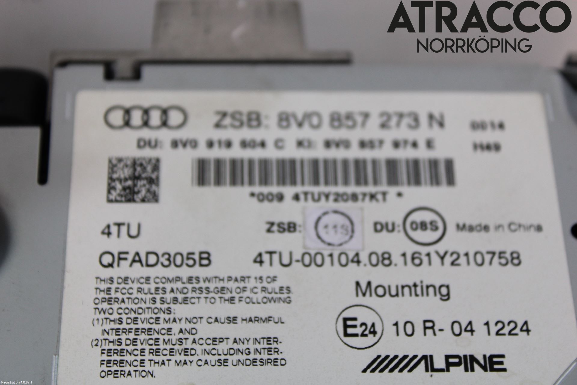 Audi A3/S3 8V 13-20 Bildskärm
