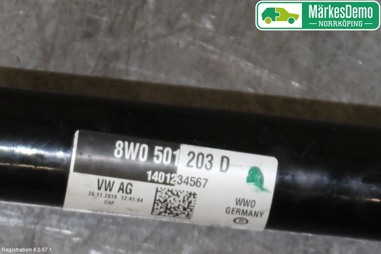 Audi A4/S4 B9 20- Drivaxel Bak Höger