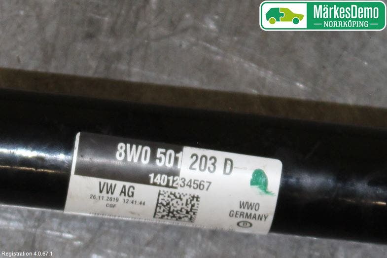 Audi A4/S4 B9 20- Drivaxel Bak Höger