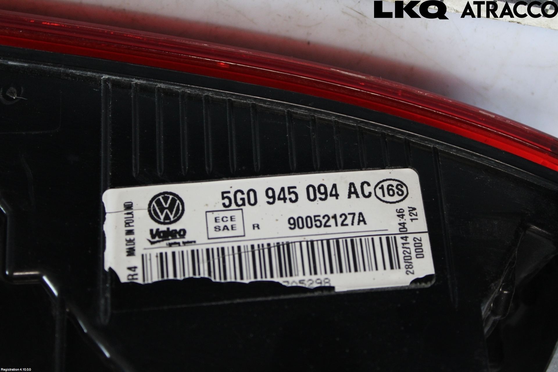 Volkswagen VW GOLF / E-GOLF VII 13-20 Bakljus Lucka Hö