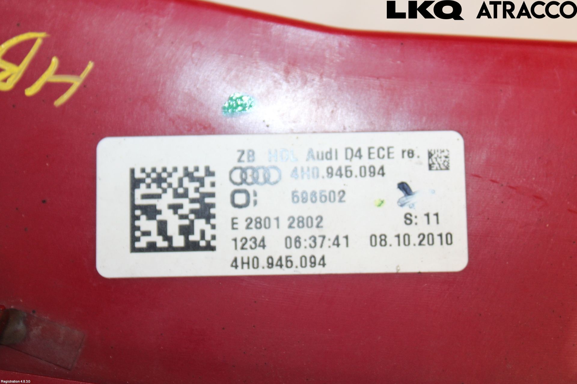 Audi A8/S8 4H 10-17 Bakljus Lucka Hö