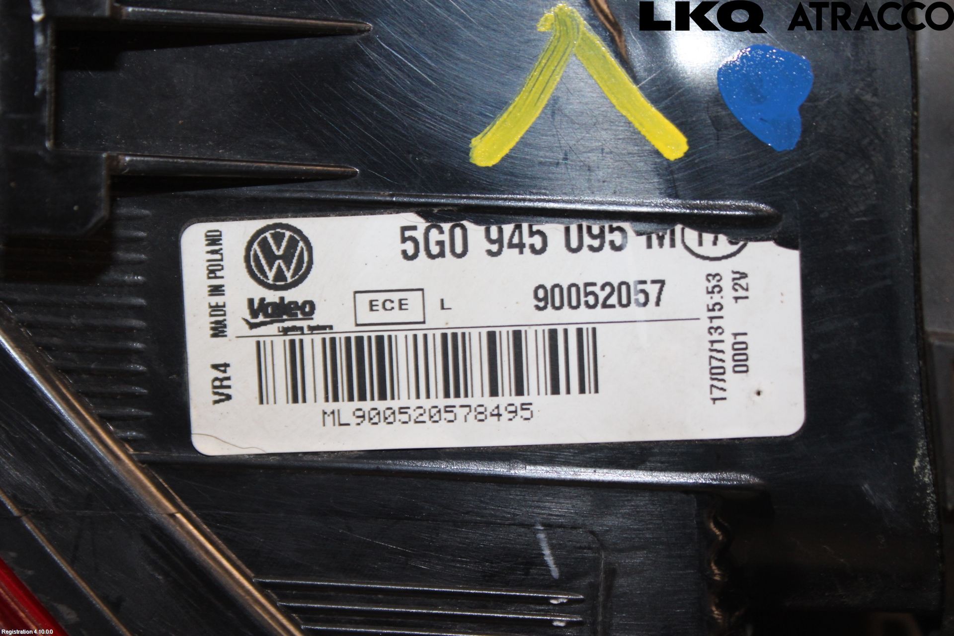 Volkswagen VW GOLF / E-GOLF VII 13-20 Bakljus Vänster