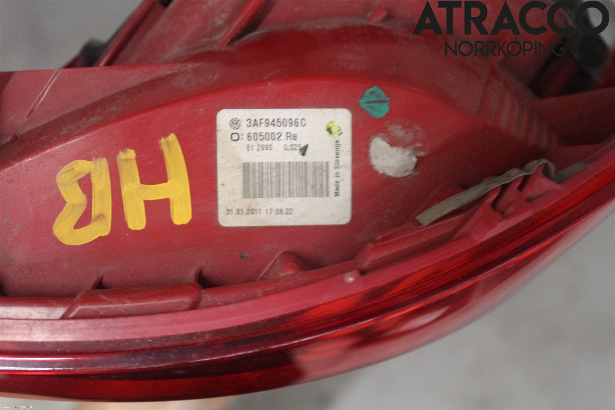 Volkswagen VW PASSAT 11-14 Bakljus Höger