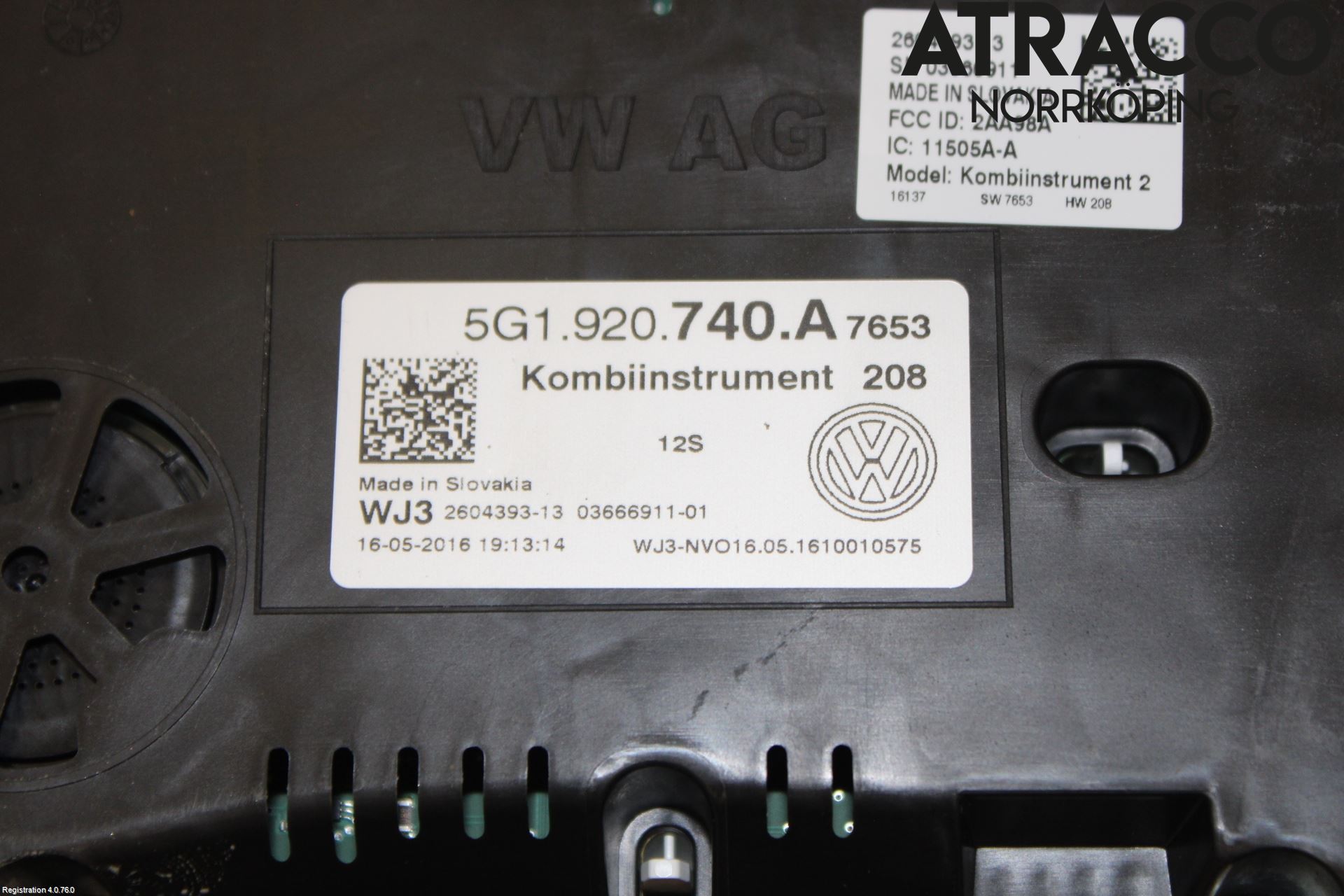 Volkswagen VW GOLF / E-GOLF VII 13-20 Instrument Komb