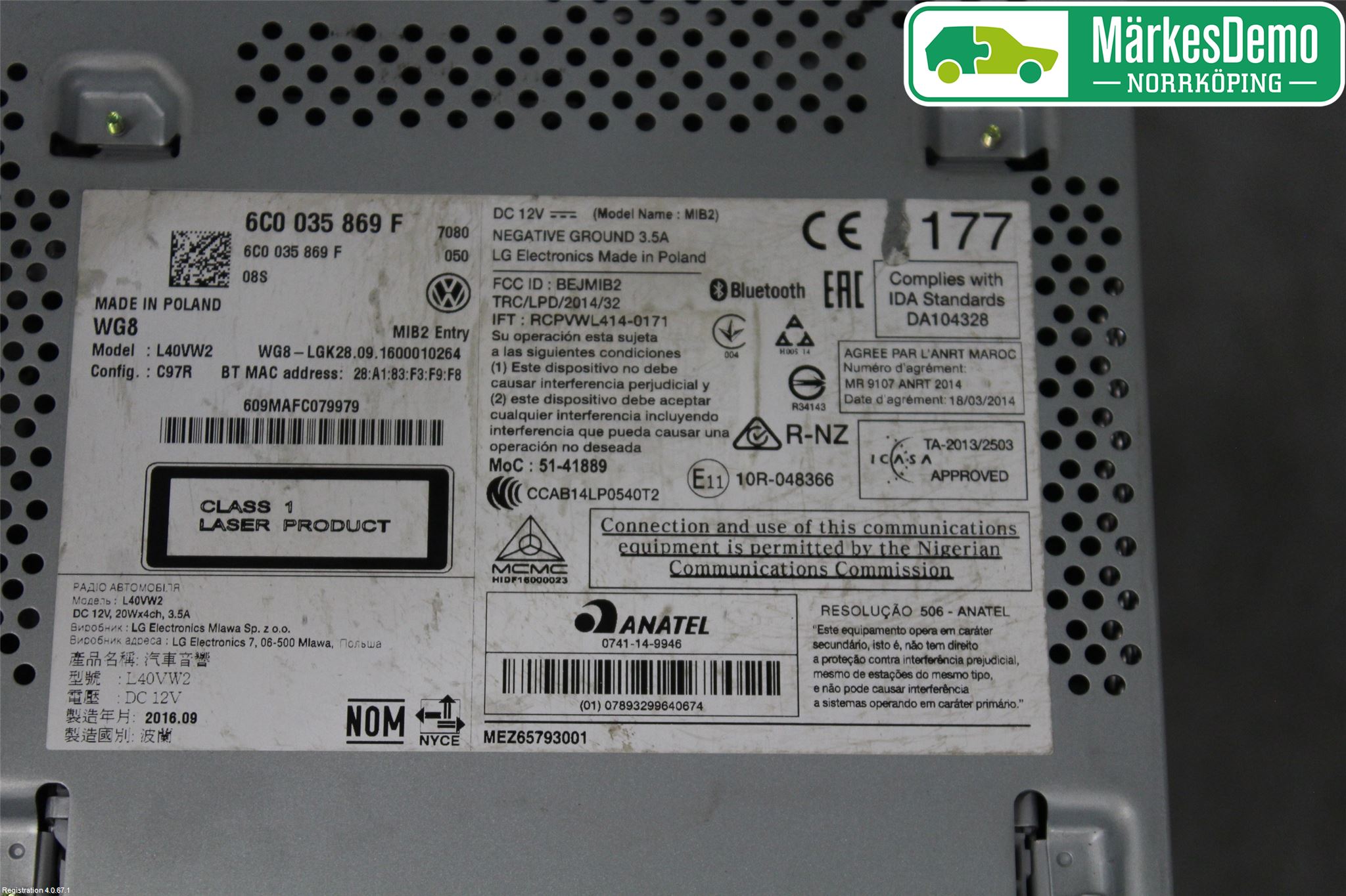 Volkswagen VW POLO 10-17 Cd Radio - Multimediapanel