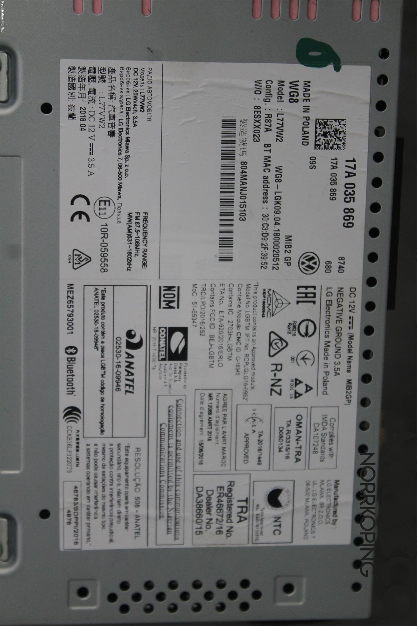 Volkswagen VW POLO VI 18->> Cd Radio - Multimediapanel