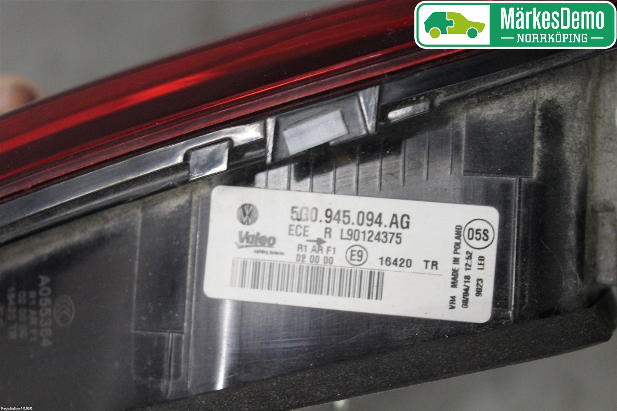 Volkswagen VW GOLF / E-GOLF VII 13-20 Bakljus Lucka Hö