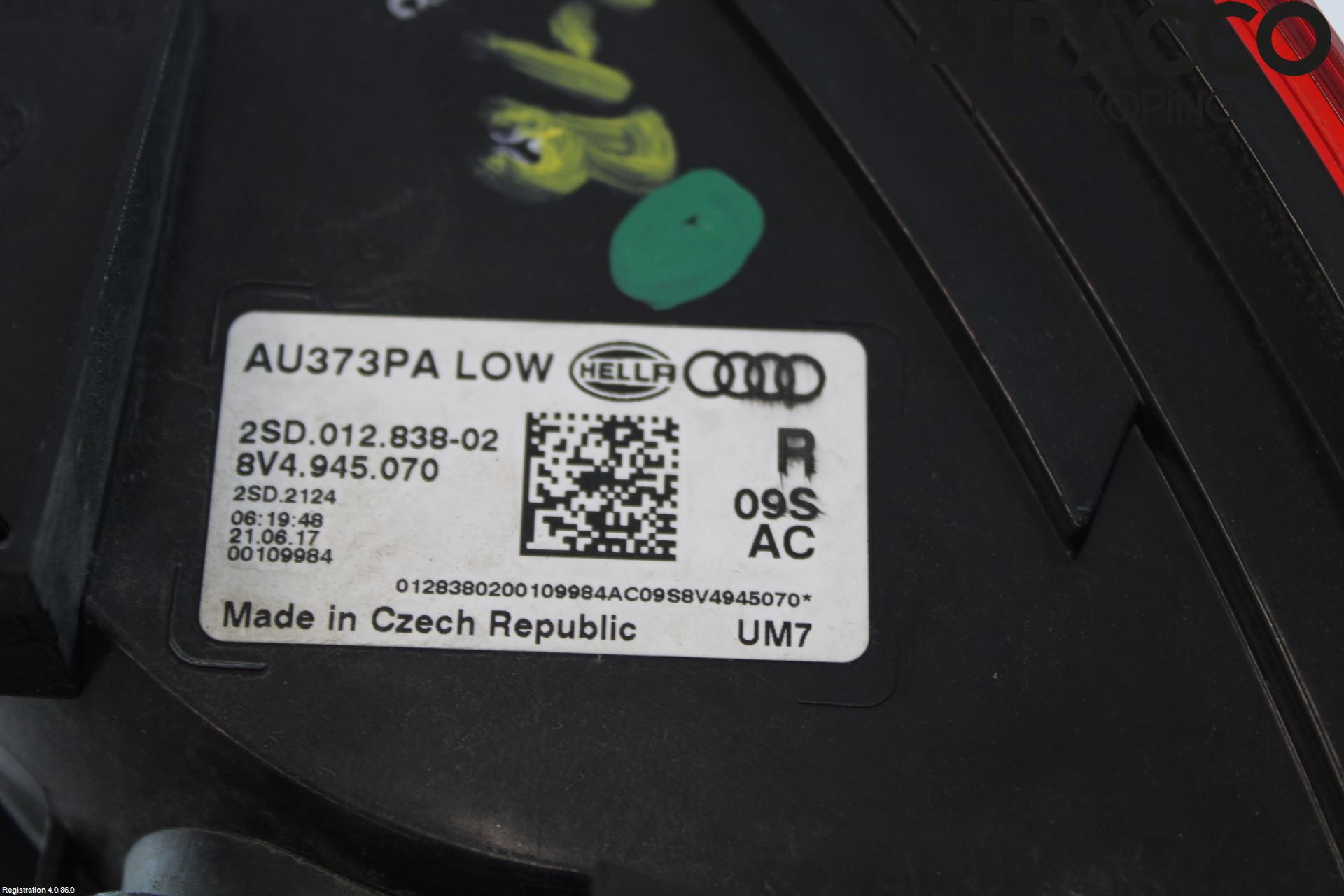 Audi A3/S3 8V 13-20 Bakljus Höger