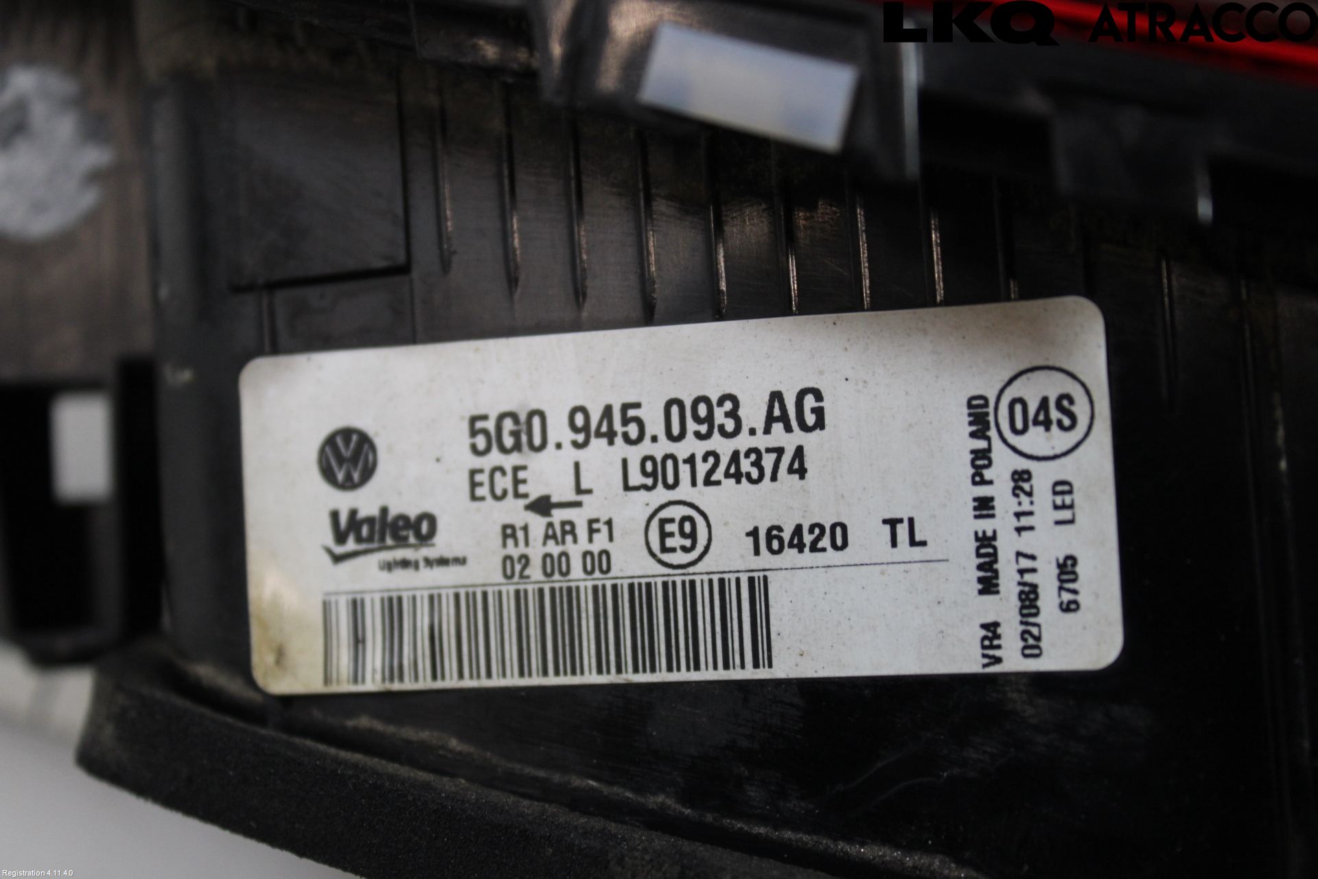 Volkswagen VW GOLF / E-GOLF VII 13-20 Bakljus Lucka Vä