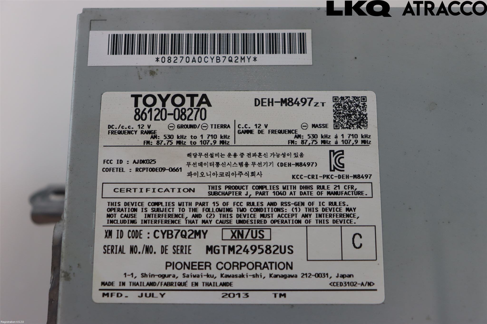 Toyota ÖVRIGT/DIREKTIMP. Cd Radio - Multimediapanel
