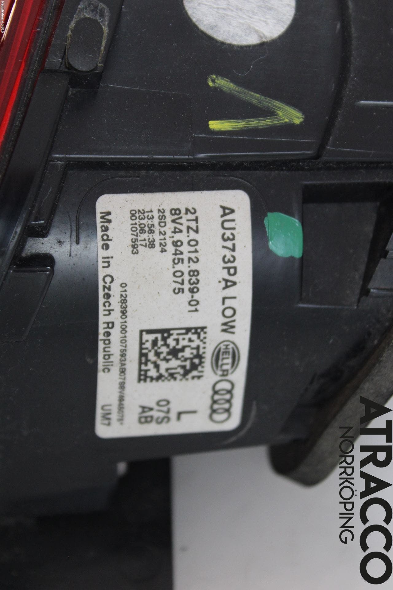 Audi A3/S3 8V 13-20 Bakljus Lucka Vä