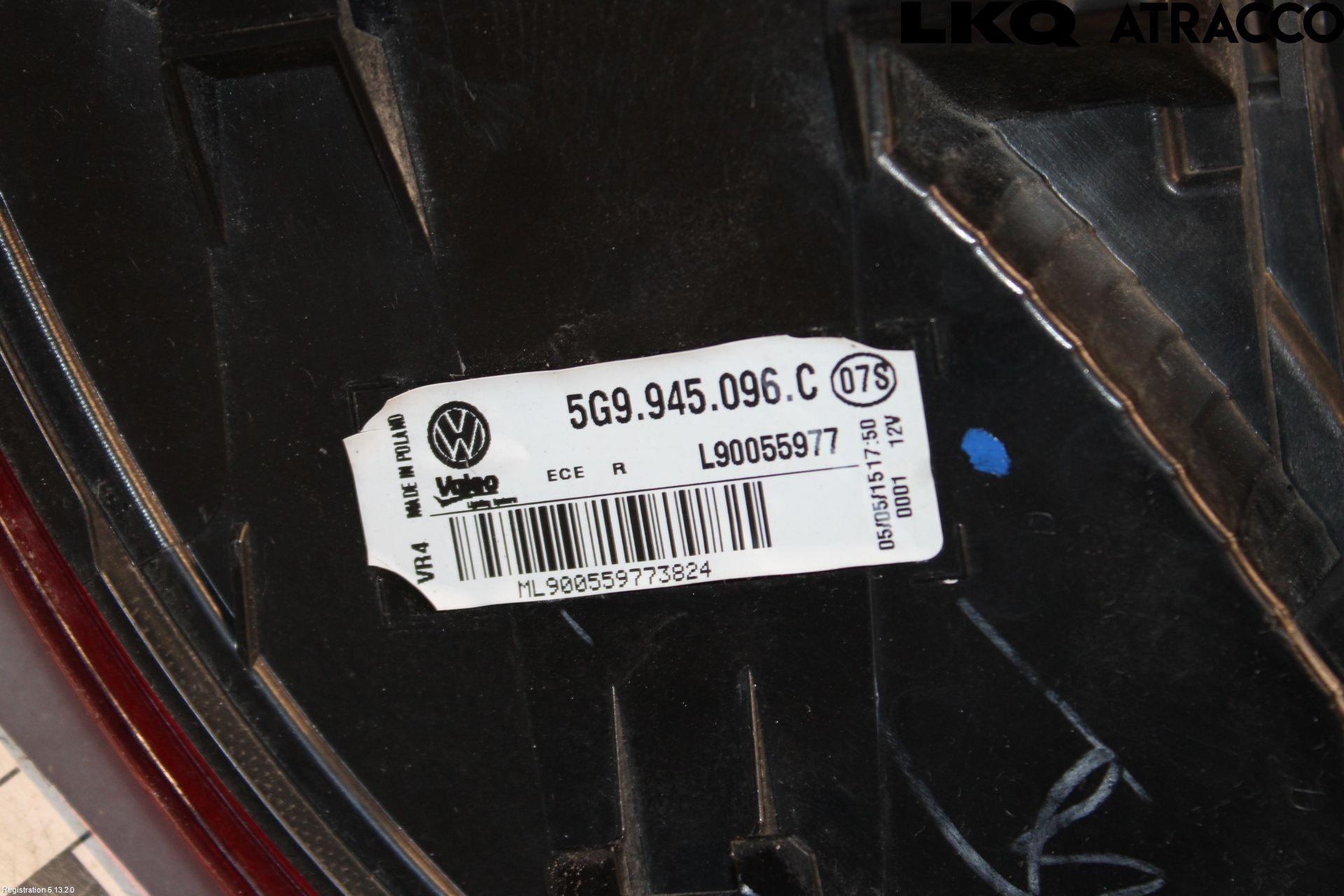Volkswagen VW GOLF / E-GOLF VII 13-20 Bakljus Höger
