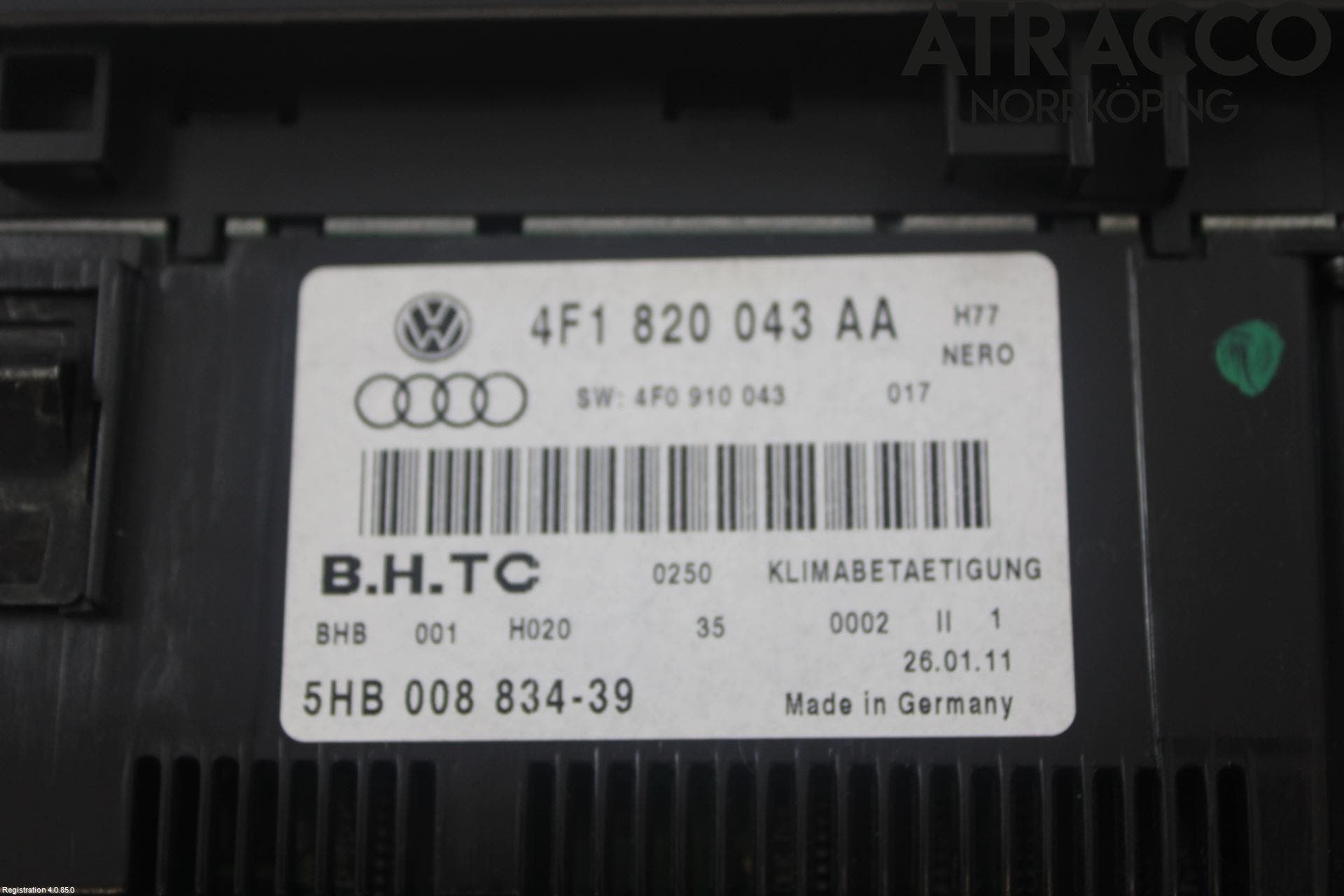 Audi A6/S6 05-11 Värmereglage