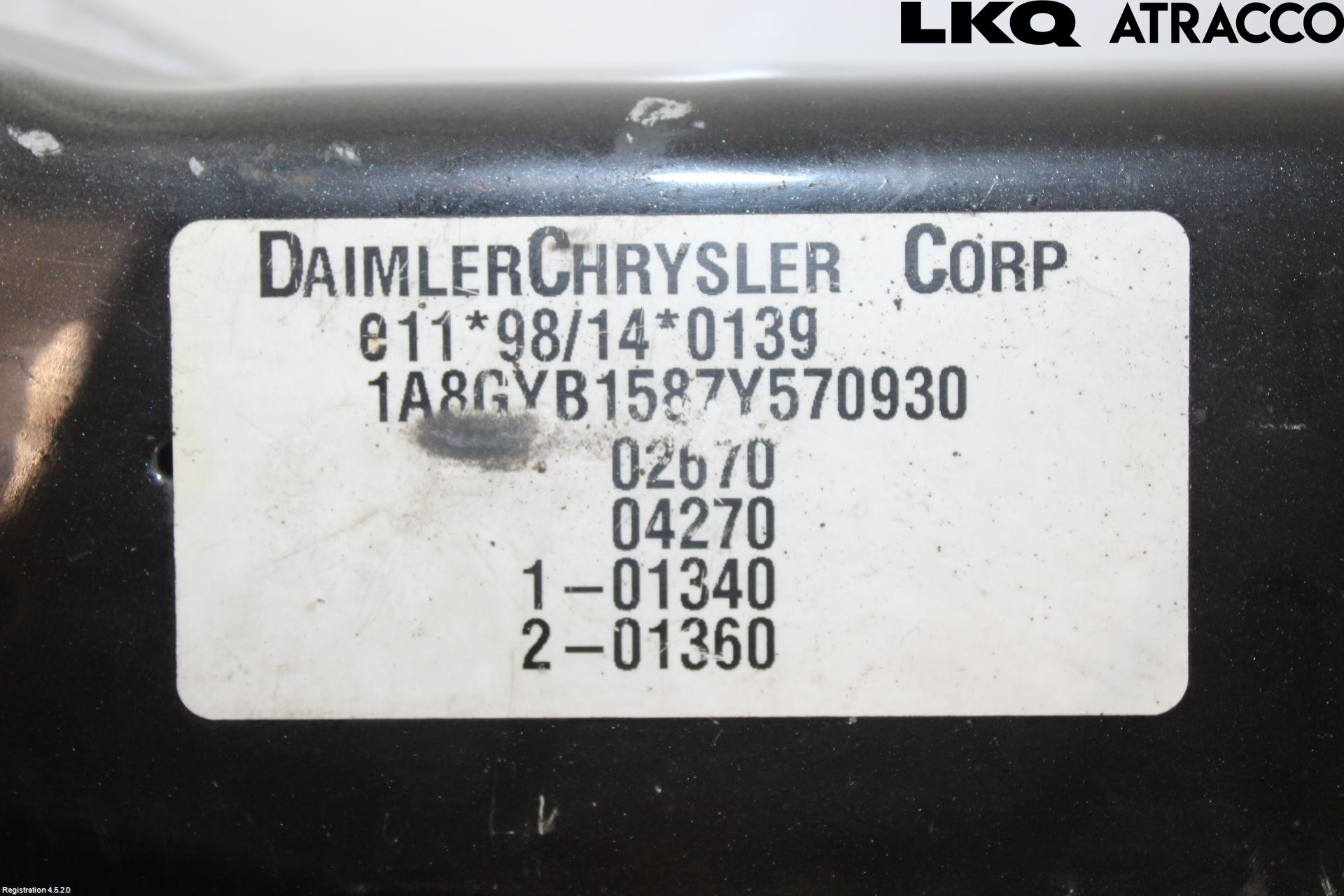 Chrysler CHR VOYAGER     04-07 Front Huvlåsplåt-Balk