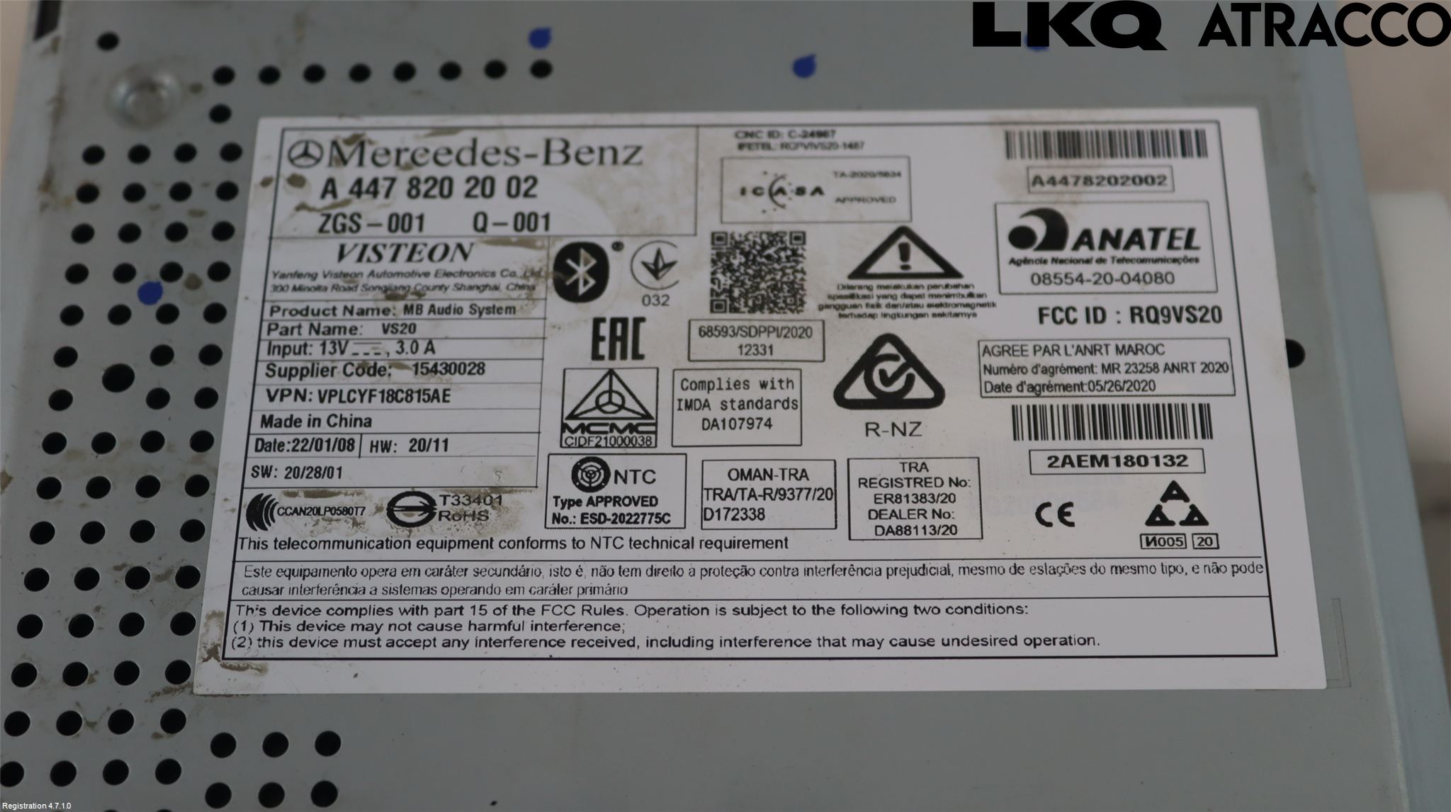 Mercedes-Benz MB VITO/V-KLASS (W640,W447,W448) 14- Cd Radio - Multimediapanel
