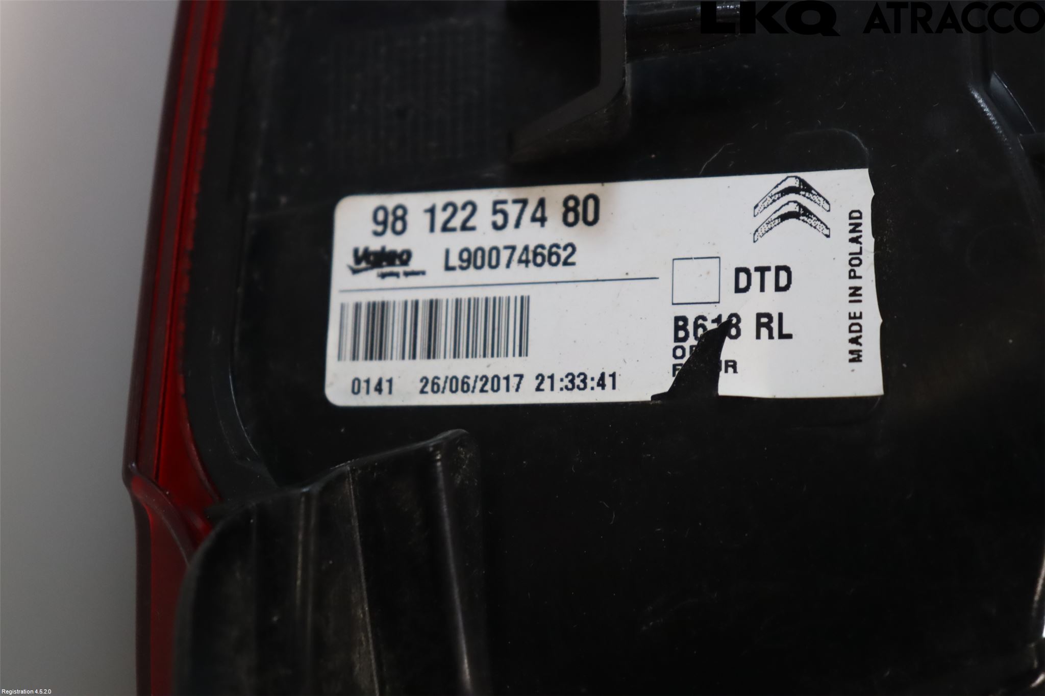 Citroen COTROEN C3 17-24 Bakljus Höger