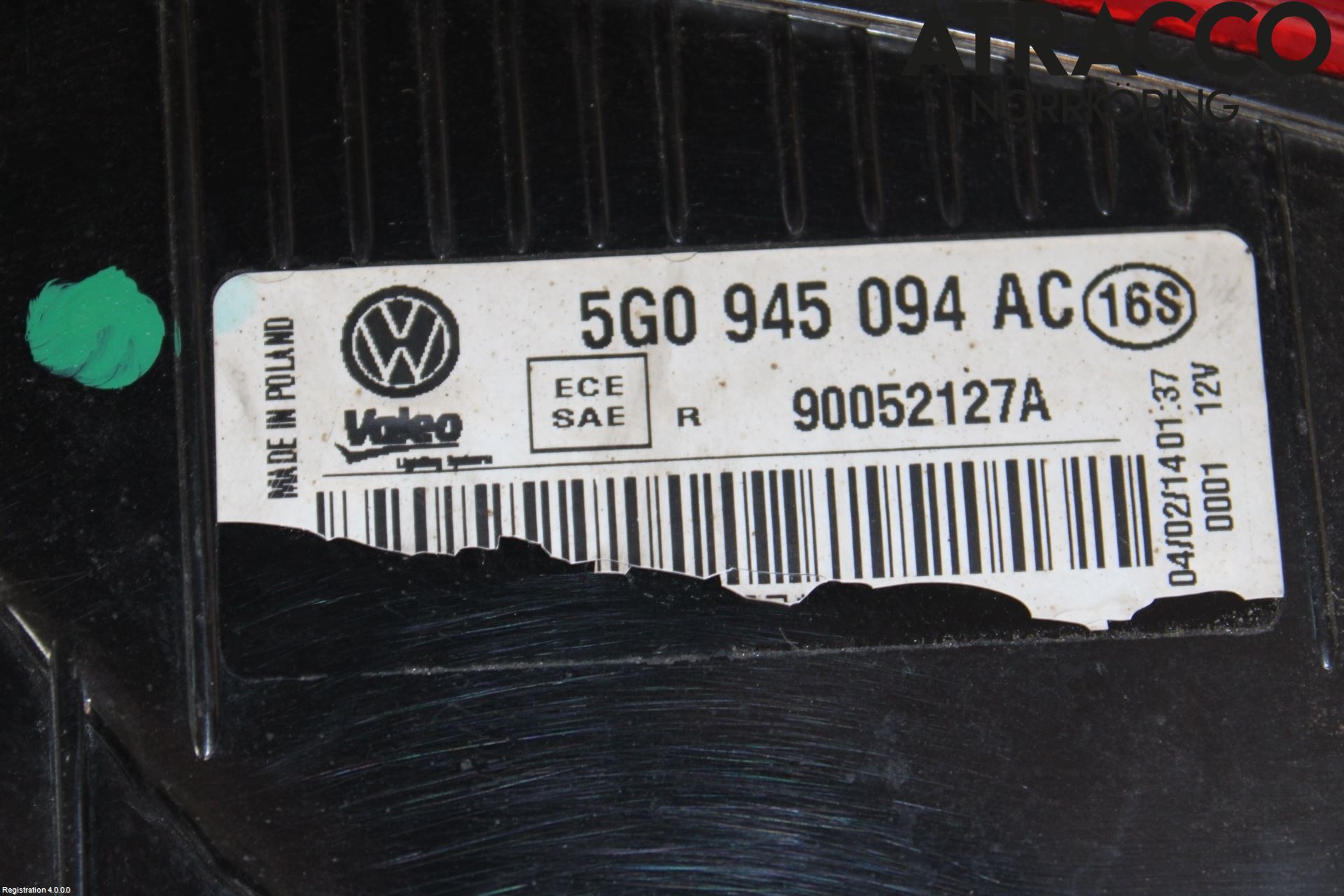 Volkswagen VW GOLF / E-GOLF VII 13-20 Bakljus Lucka Hö