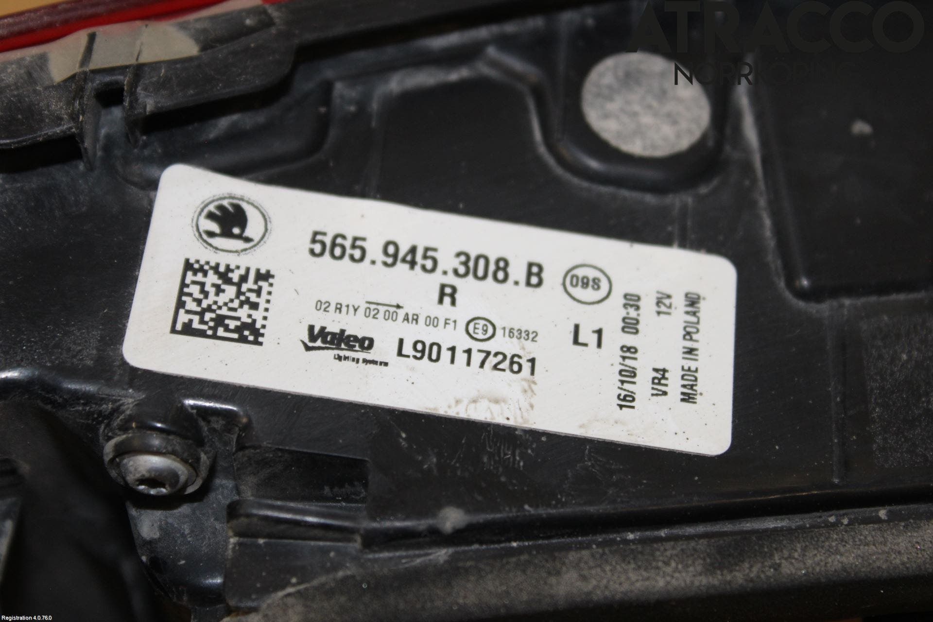 Skoda KODIAQ 17-24 Bakljus Lucka Hö