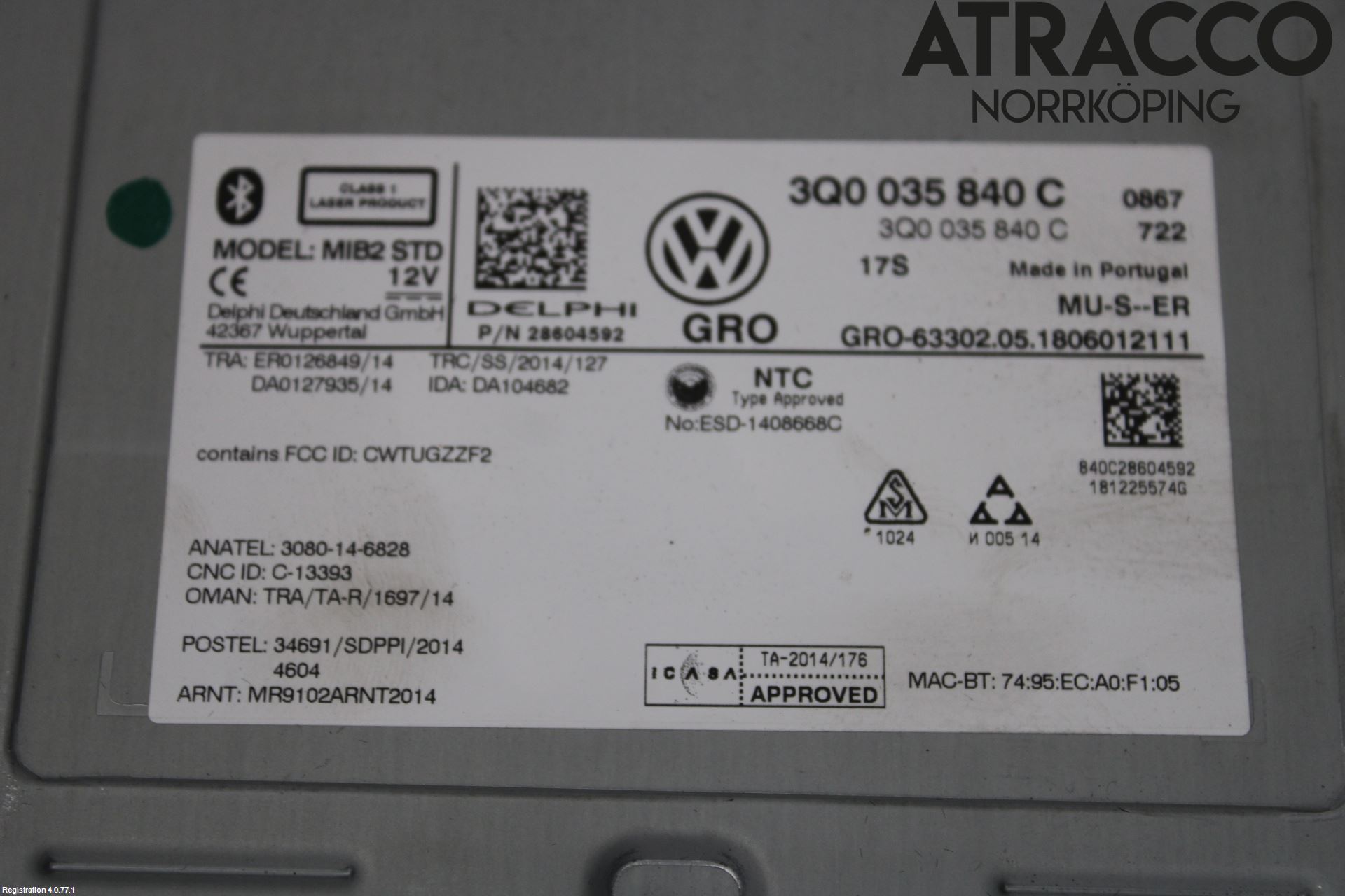 Volkswagen VW GOLF / E-GOLF VII 13-20 Cd Radio - Multimediapanel