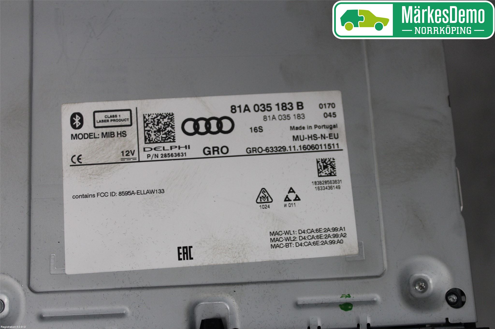 Audi A3/S3 8V 13-20 Cd Radio - Multimediapanel