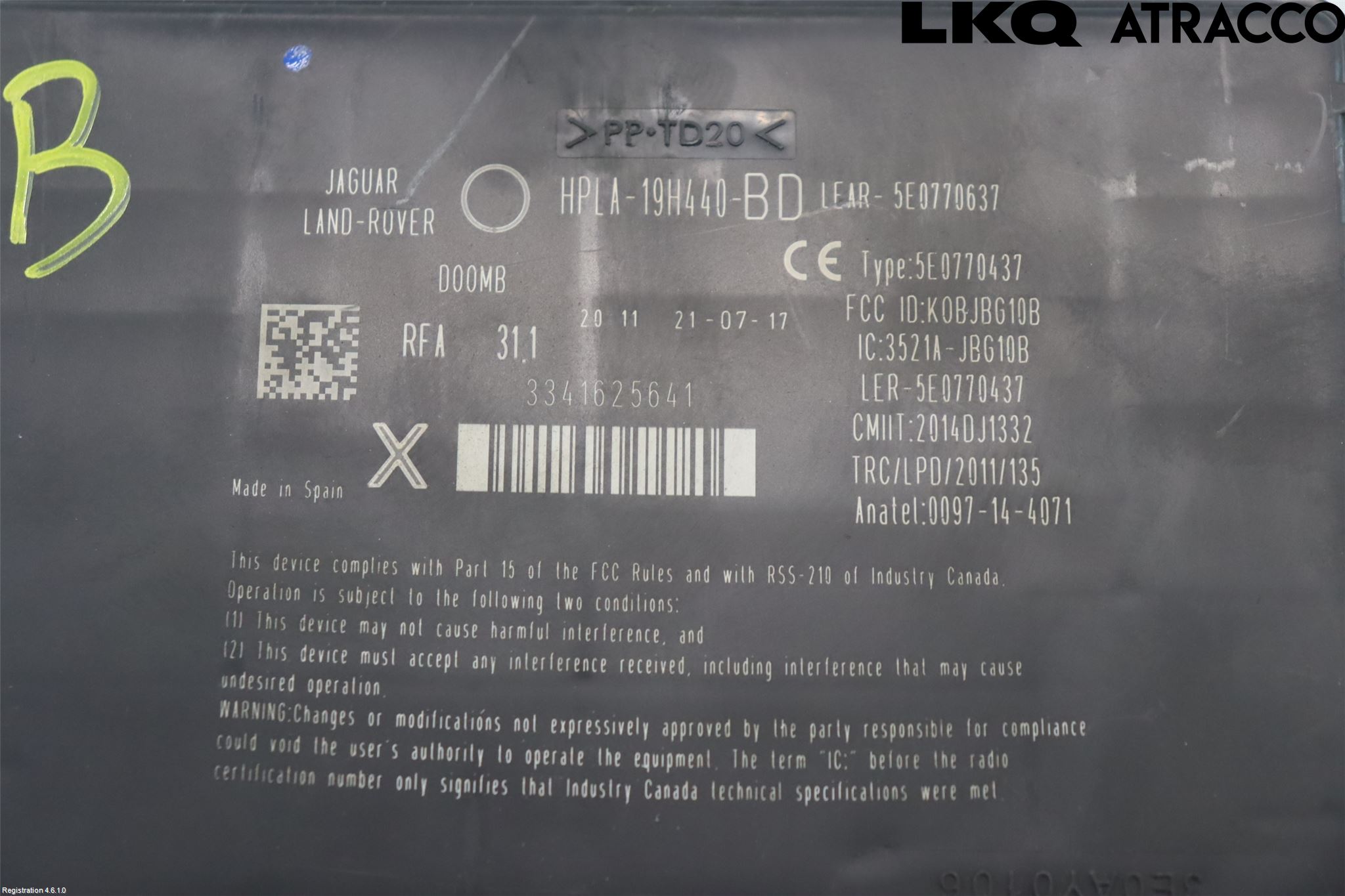 Jaguar XF (X260) 16-24 Styrenhet Billarm