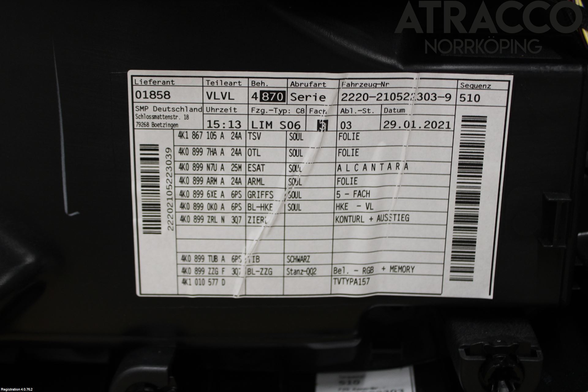 Audi A6 F2/C8 19- Dörrklädsel Vä