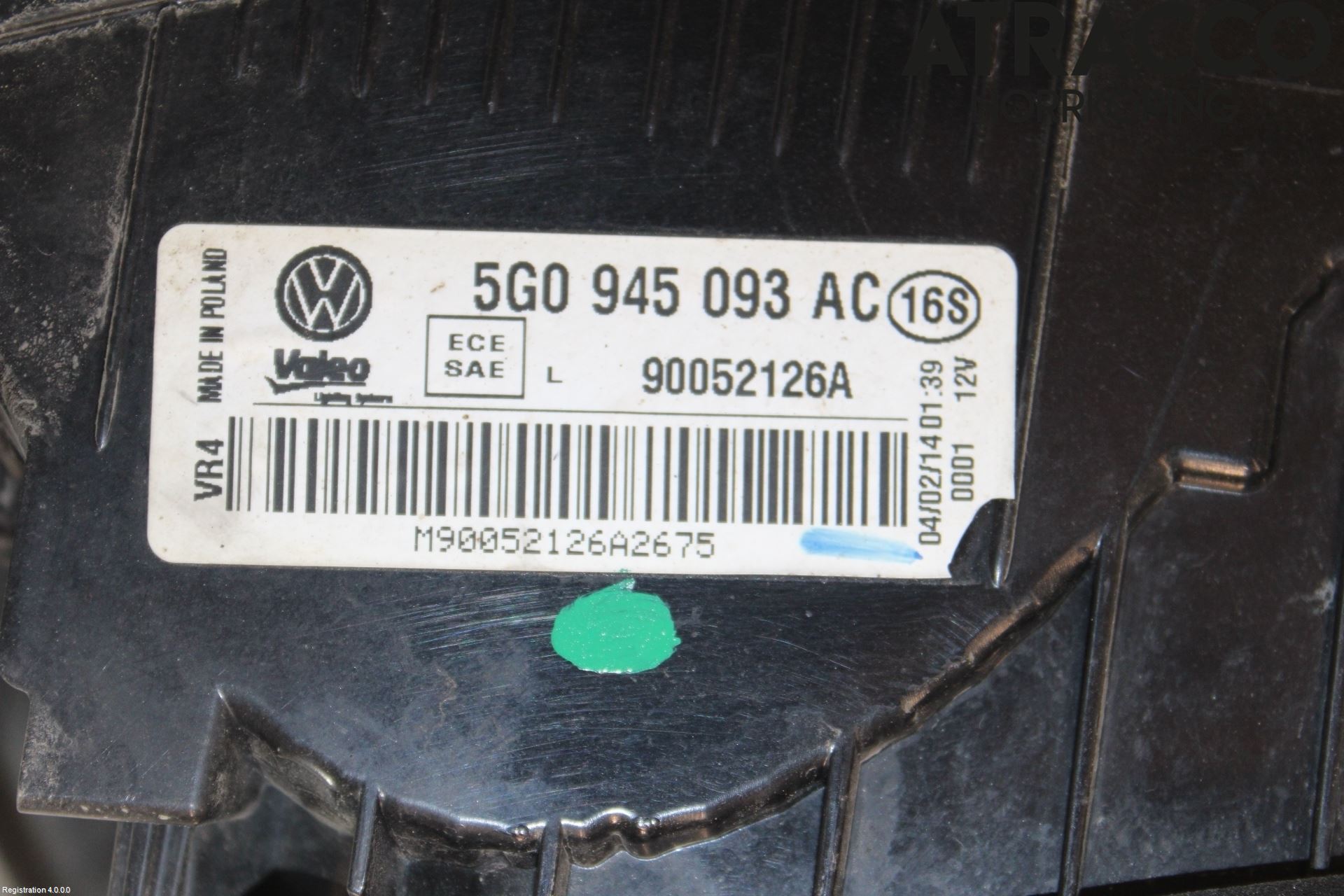 Volkswagen VW GOLF / E-GOLF VII 13-20 Bakljus Lucka Vä