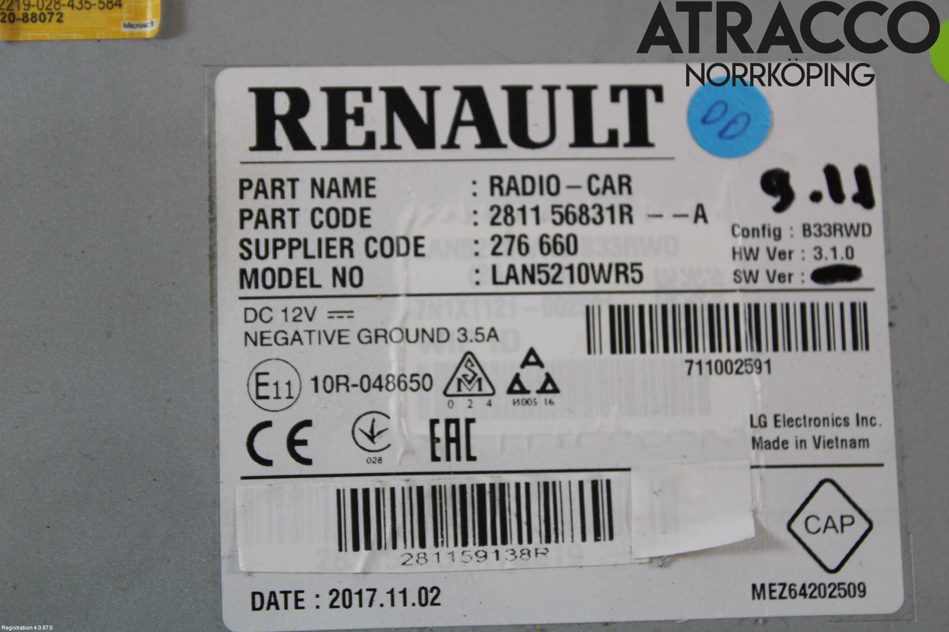 Renault CLIO IV 16-19 Multifunktionsdisplay