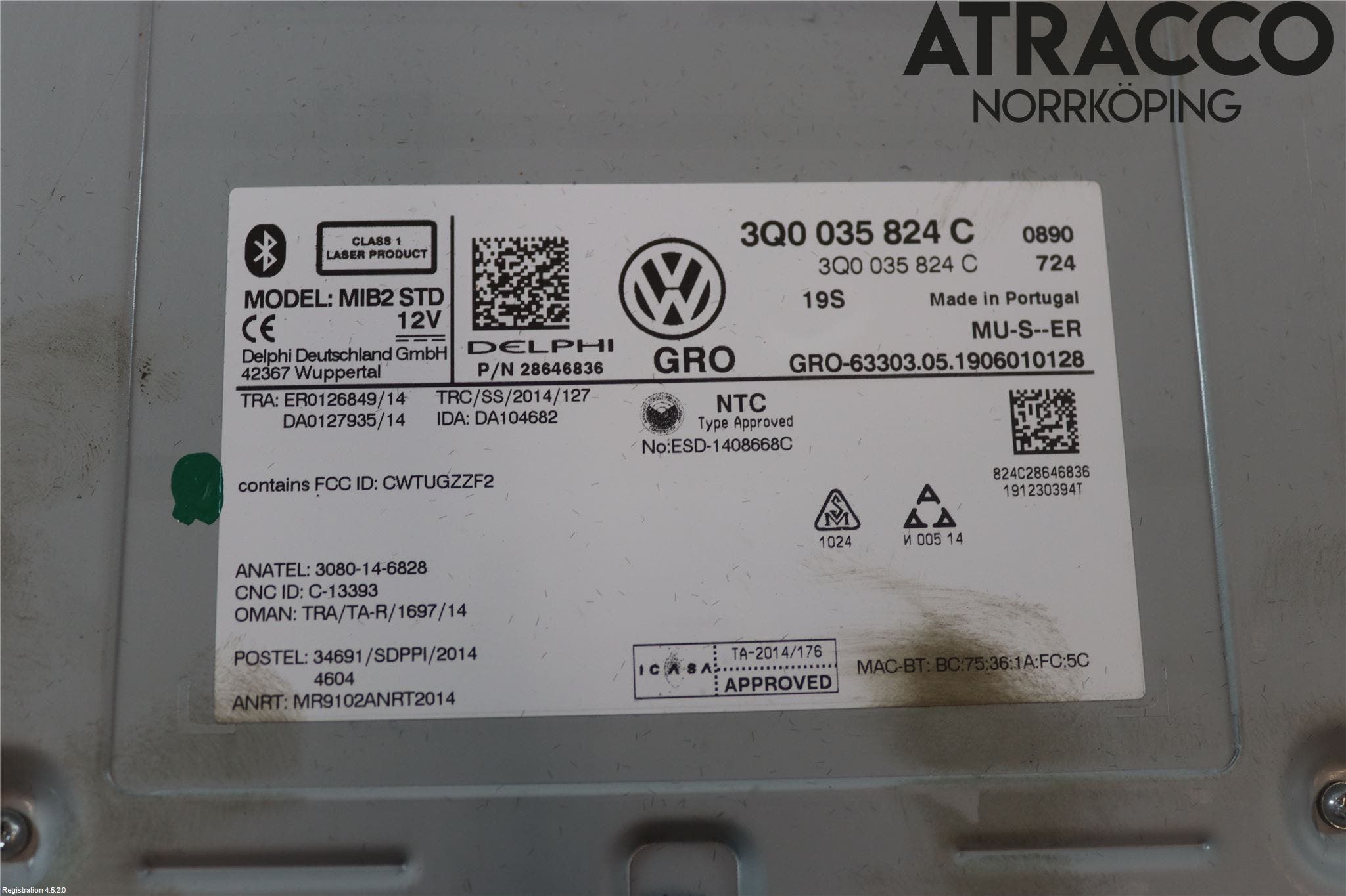 Volkswagen VW GOLF / E-GOLF VII 13-20 Cd Radio - Multimediapanel