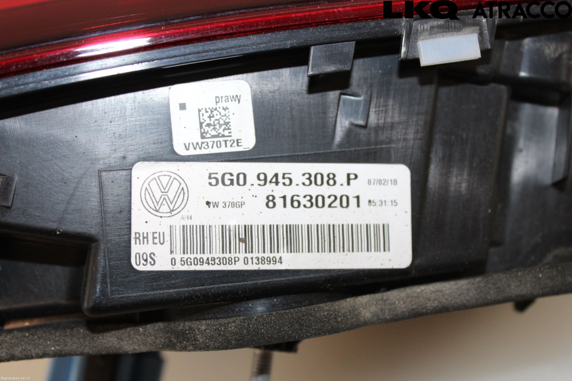 Volkswagen VW GOLF / E-GOLF VII 13-20 Bakljus Lucka Hö