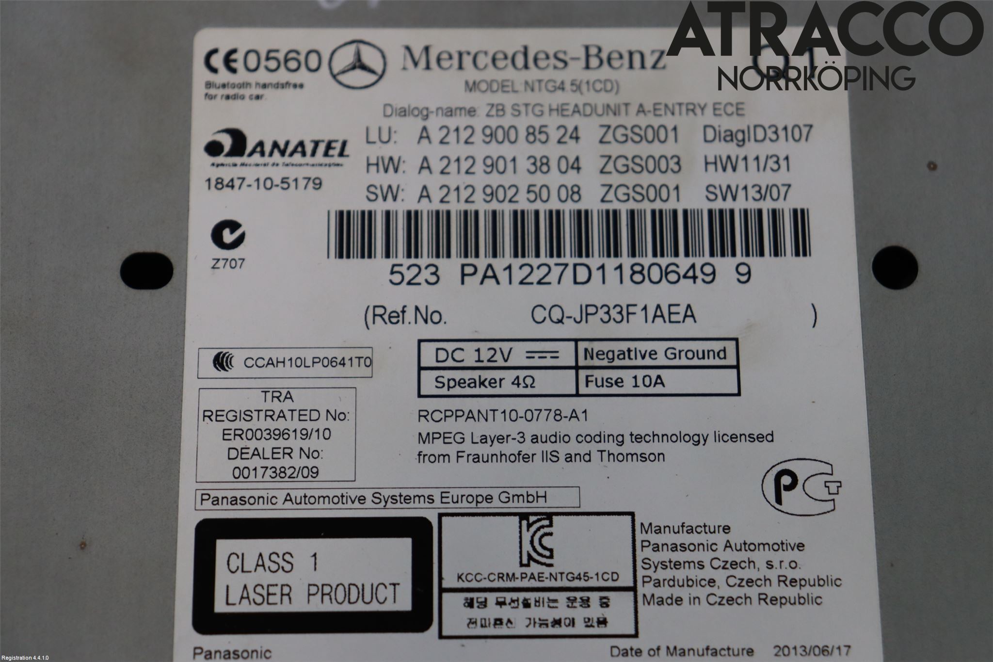 Mercedes-Benz MB E-KLASS (W212) 09-16 Cd Radio - Multimediapanel