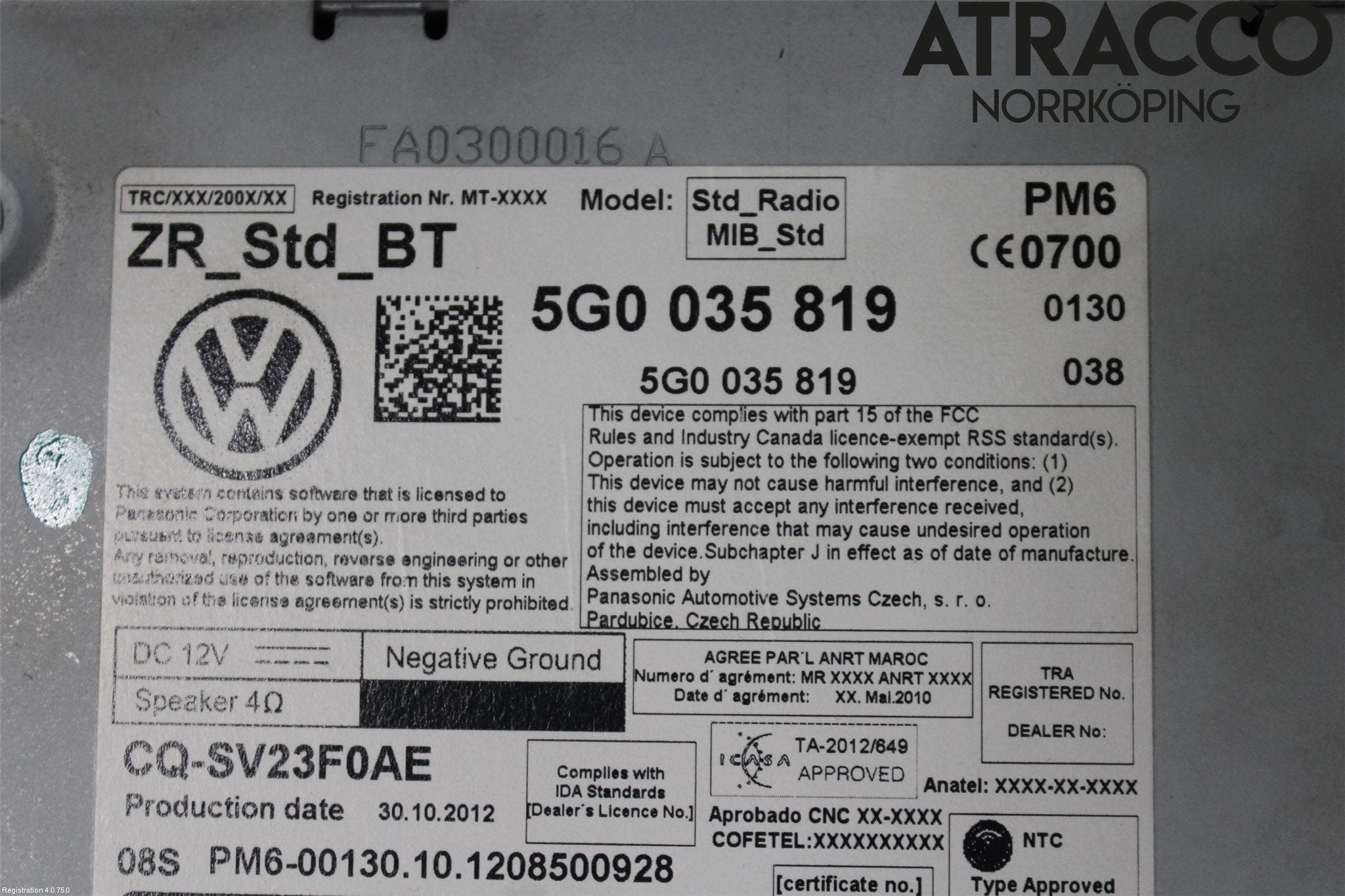 Volkswagen VW GOLF / E-GOLF VII 13-20 Cd Radio - Multimediapanel