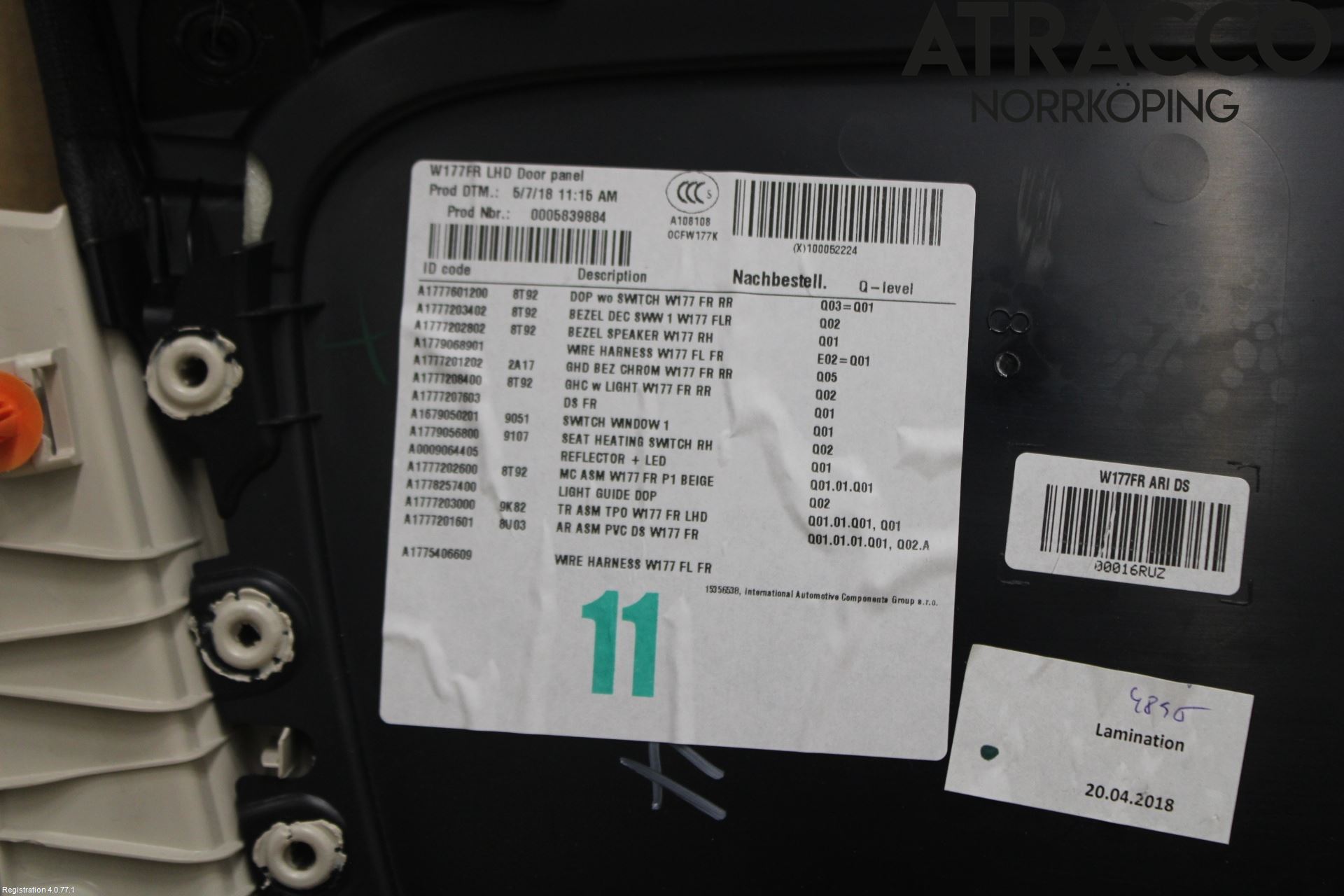 Mercedes-Benz MB A-KLASS (W177) 18- Dörrklädsel Hö