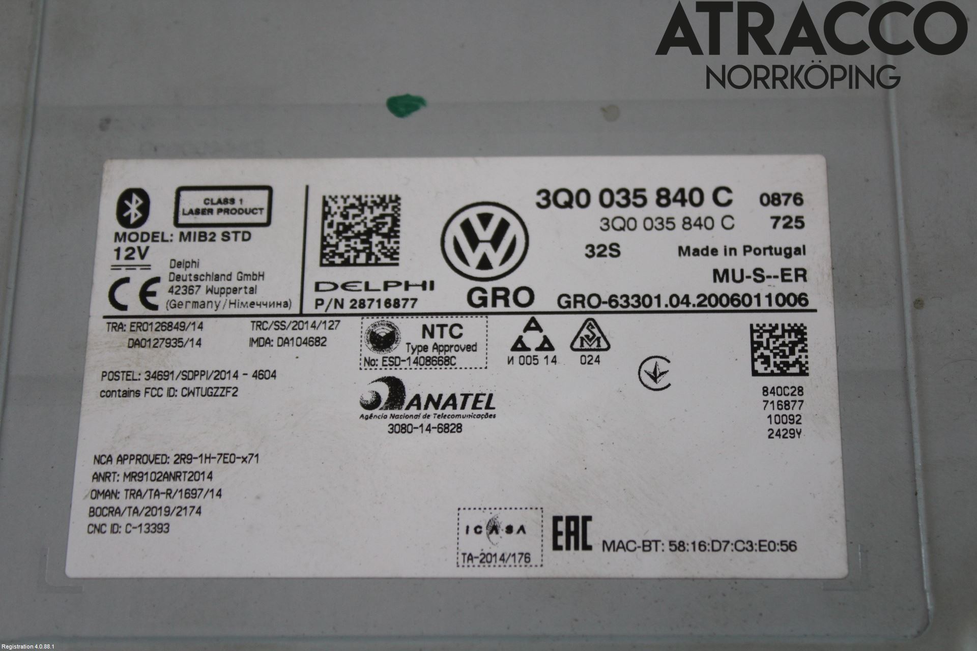 Volkswagen VW GOLF / E-GOLF VII 13-20 Cd Radio - Multimediapanel