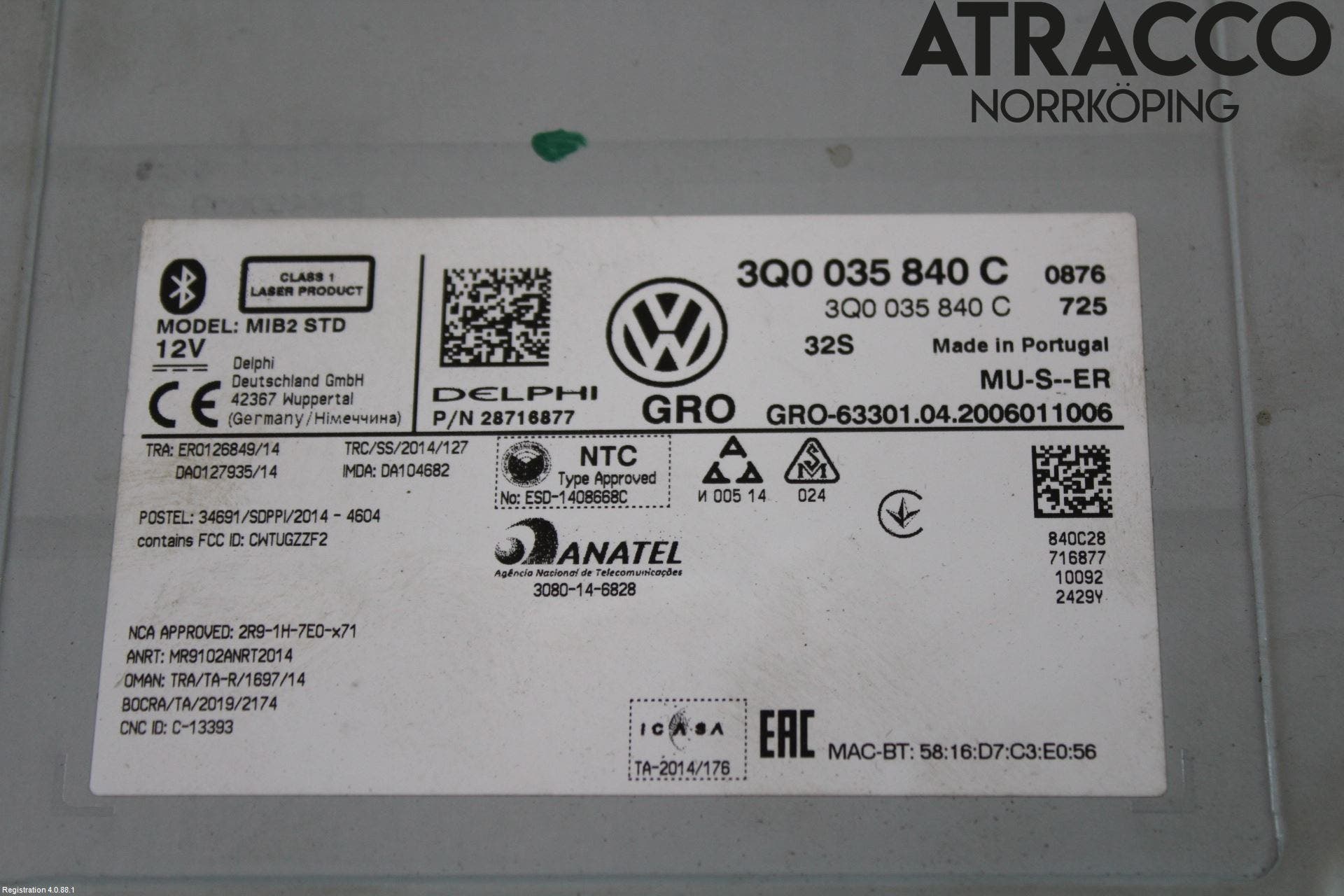 Volkswagen VW GOLF / E-GOLF VII 13-20 Cd Radio - Multimediapanel