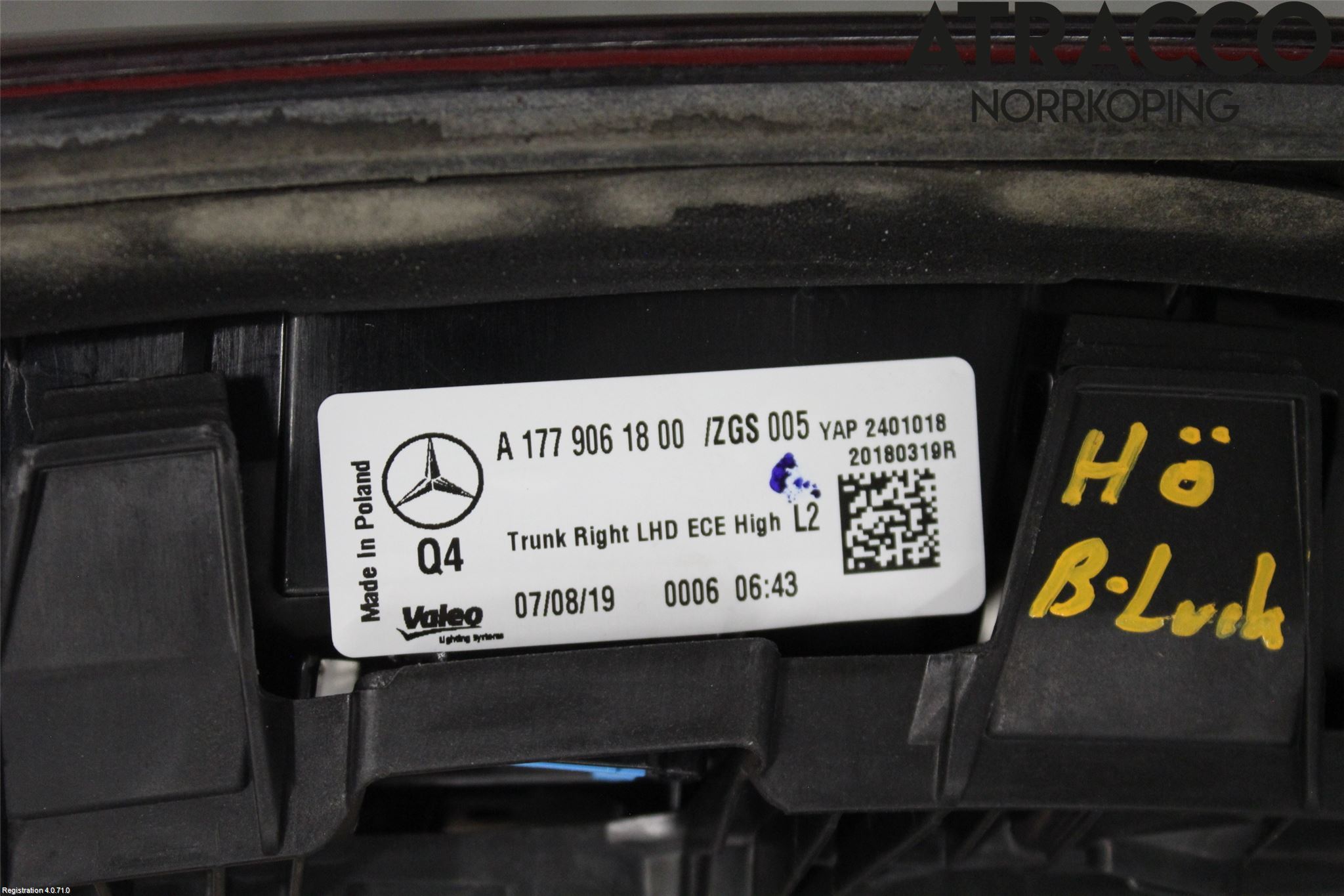 Mercedes-Benz MB A-KLASS (W177) 18- Bakljus Lucka Hö